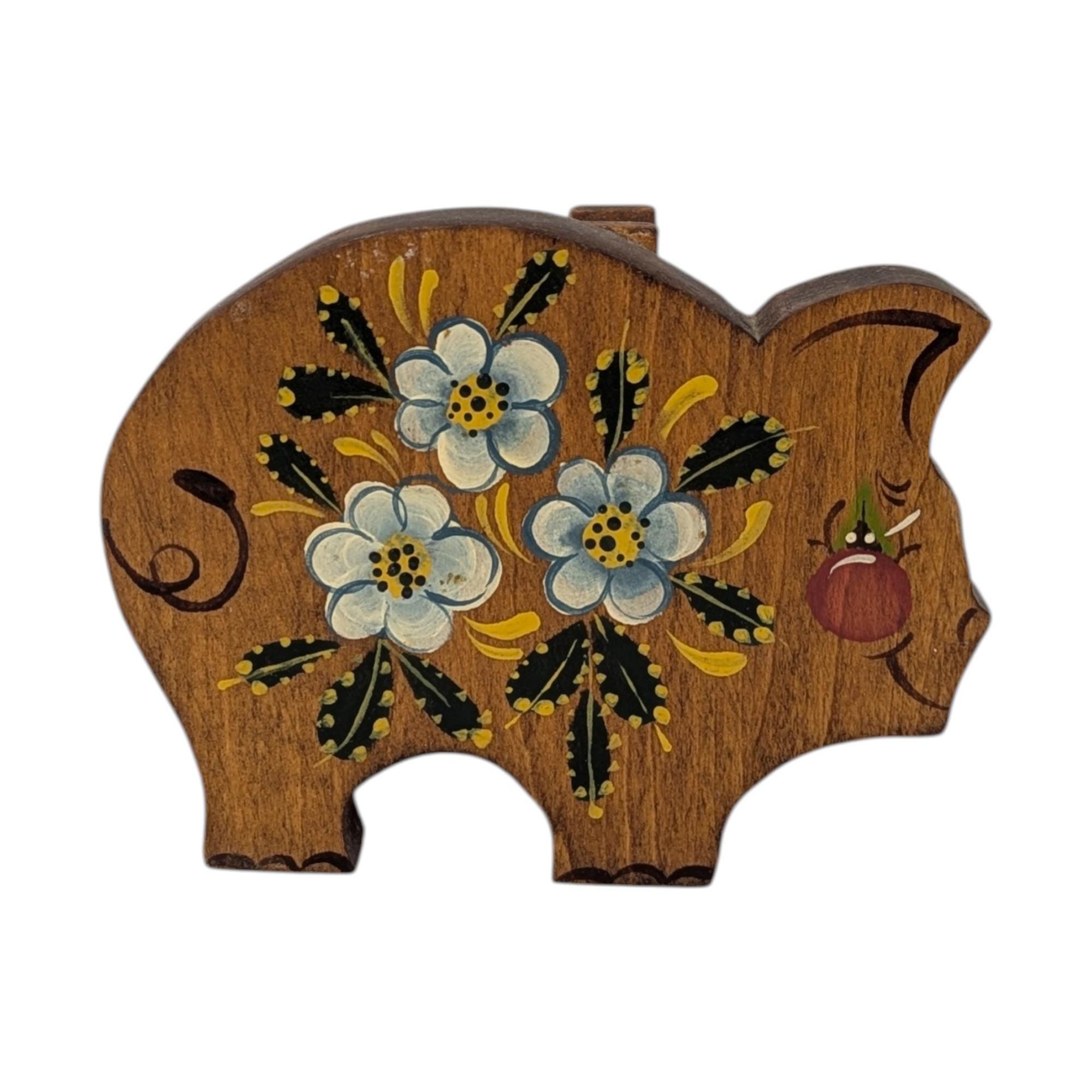 Vintage Handpainted Wooden Pig Clip