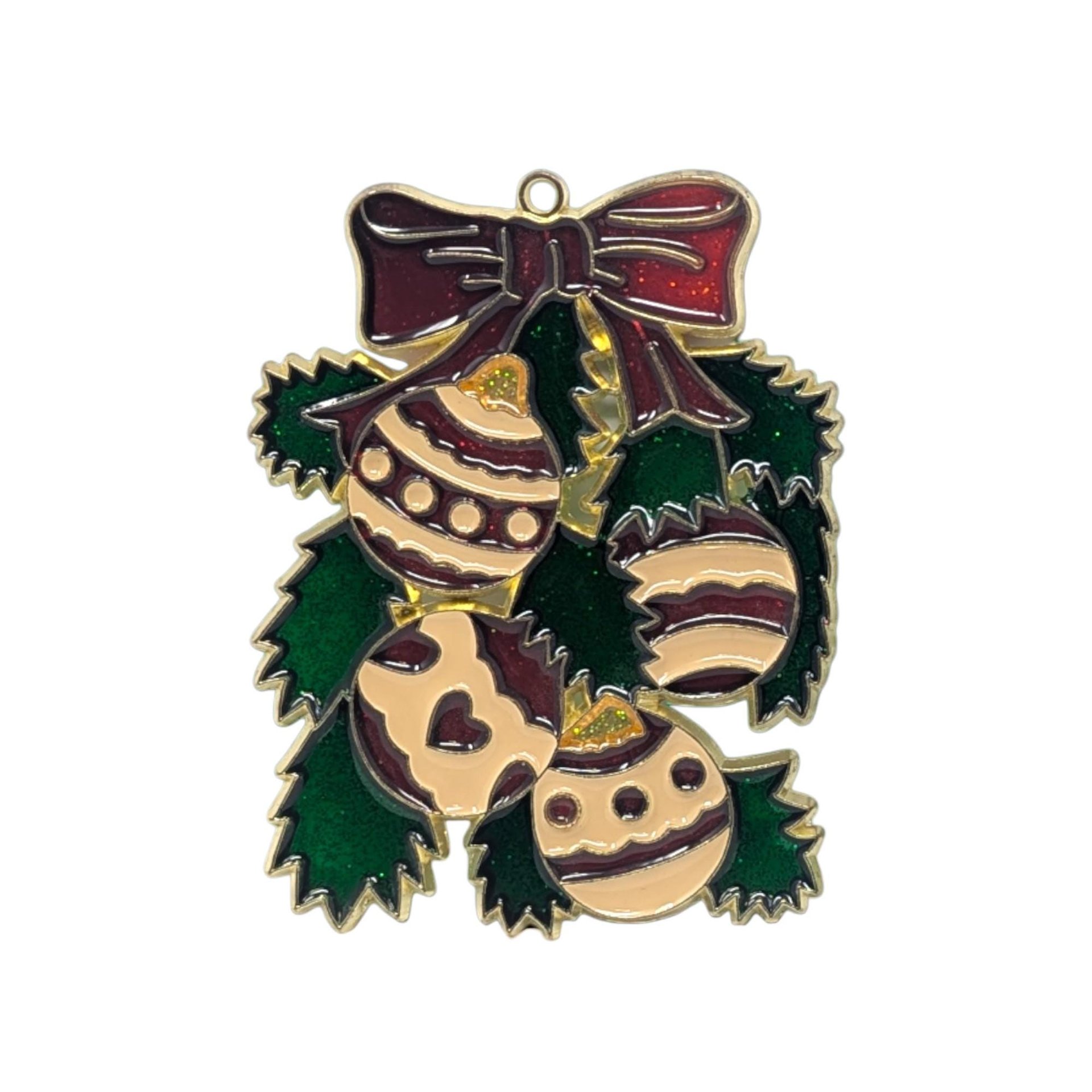 Vintage Mixed Media Bow and Reindeer Ornament Set