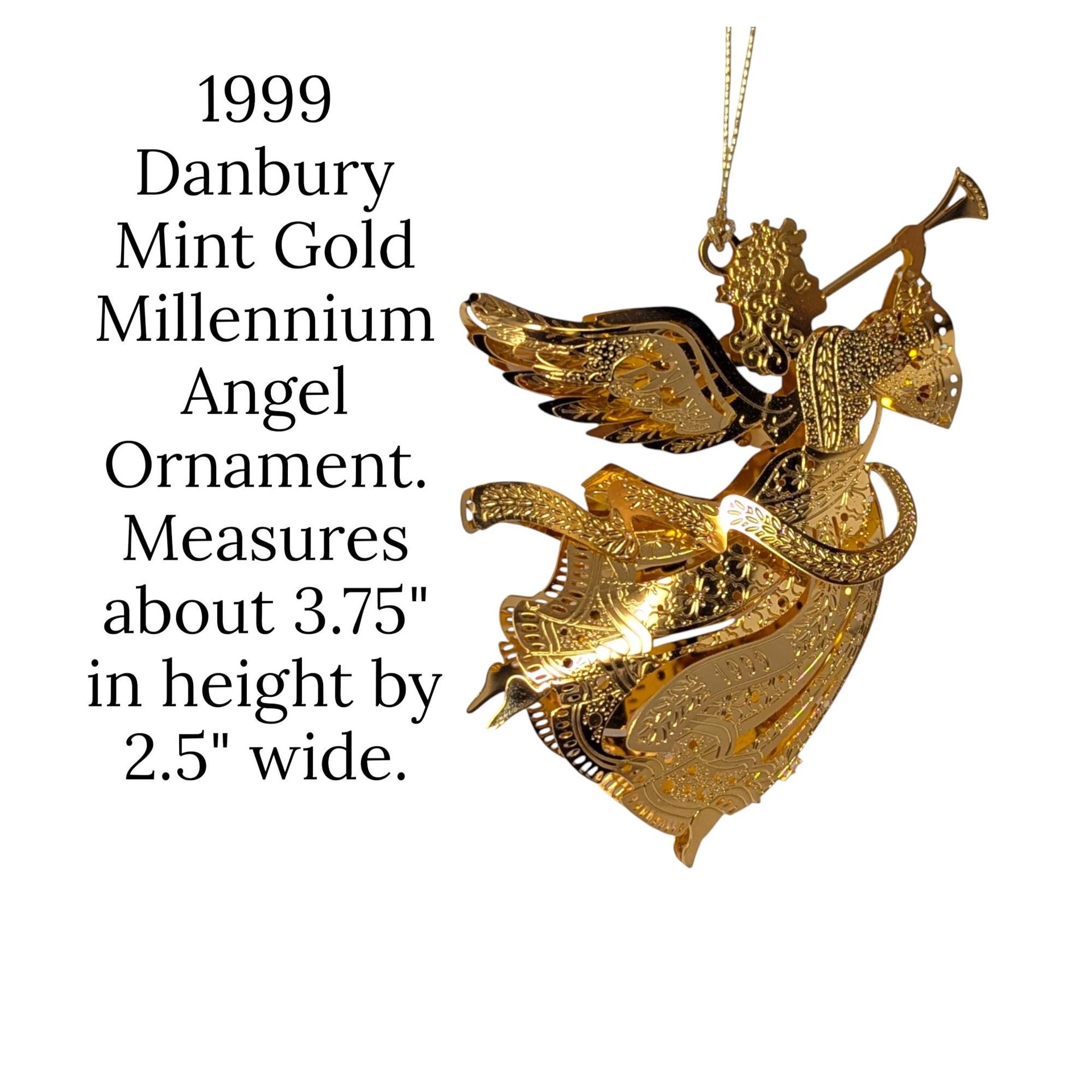 1999 Danbury Mint Millennium Angel Gold Ornament