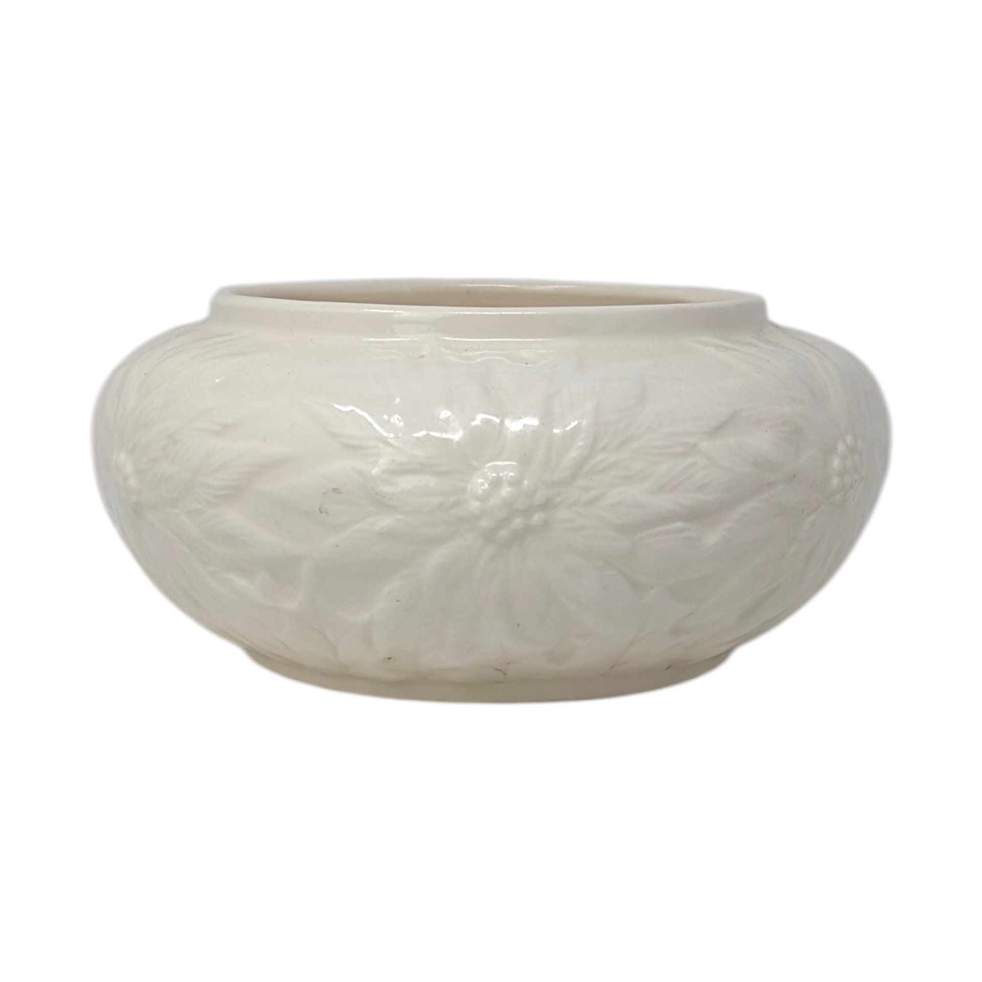 1997 Hand Made Cream Ceramic Floral Planter