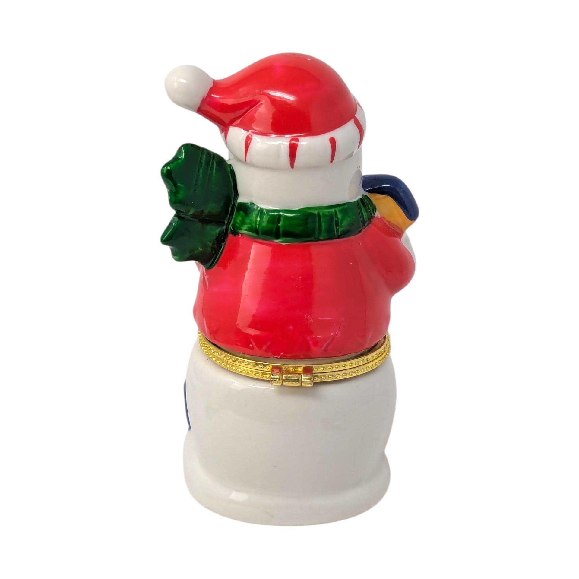 Vintage Ceramic Snowman Holiday Trinket Box