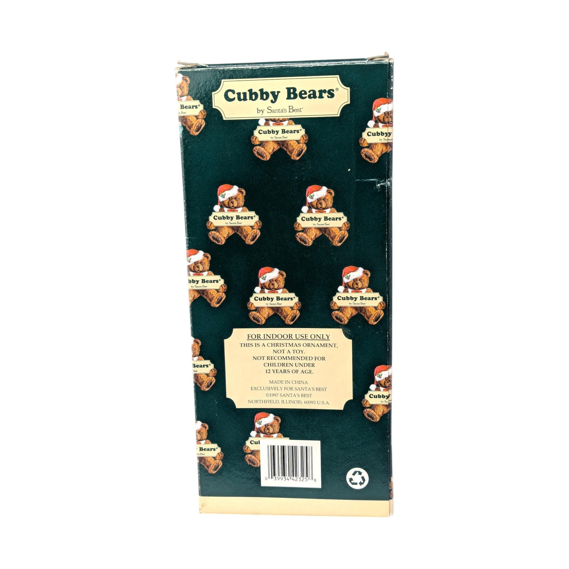 1997 Cubby Bear European Mouth Blown Glass Ornament