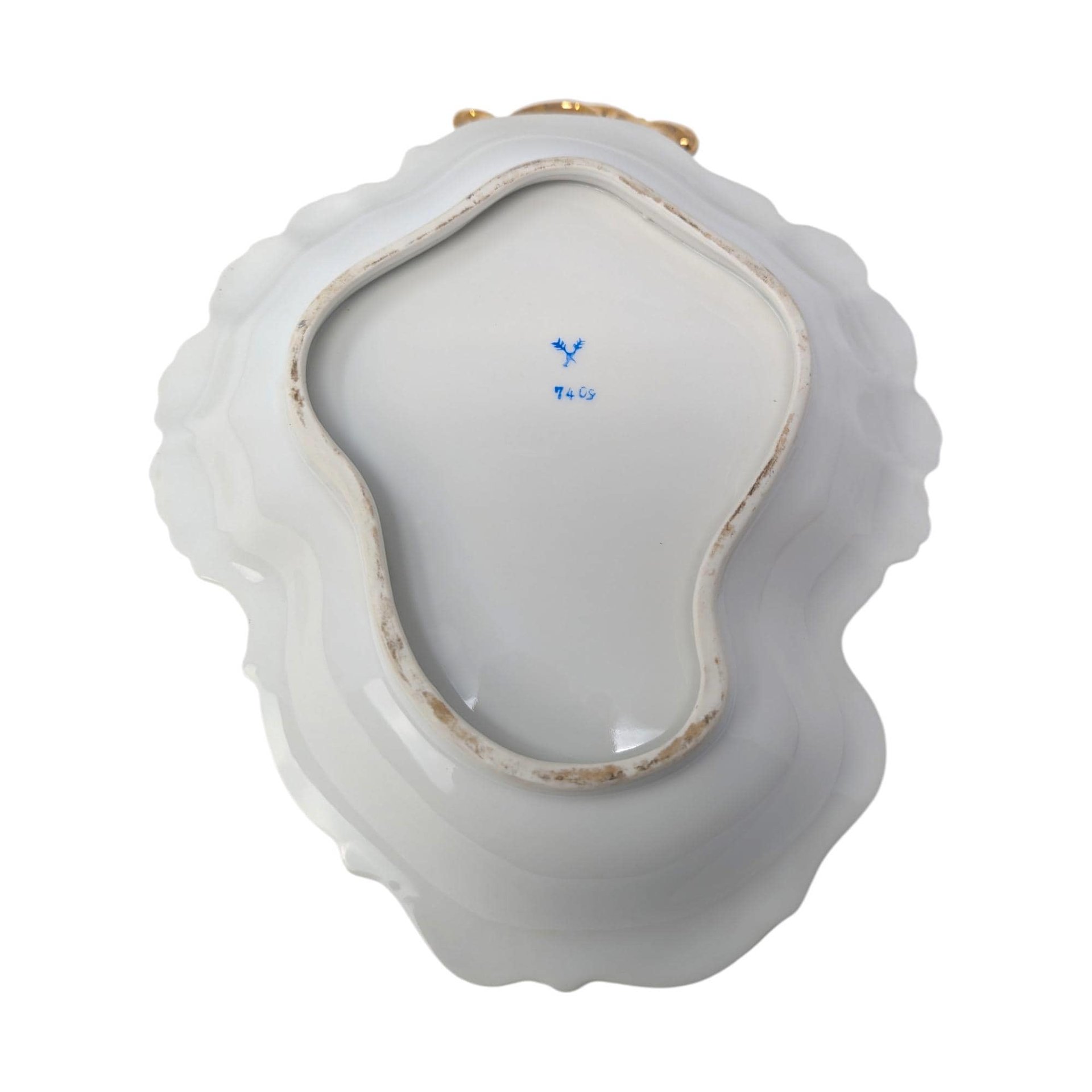 Vintage Arnart Floral Scalloped Bowl with Gold Edge