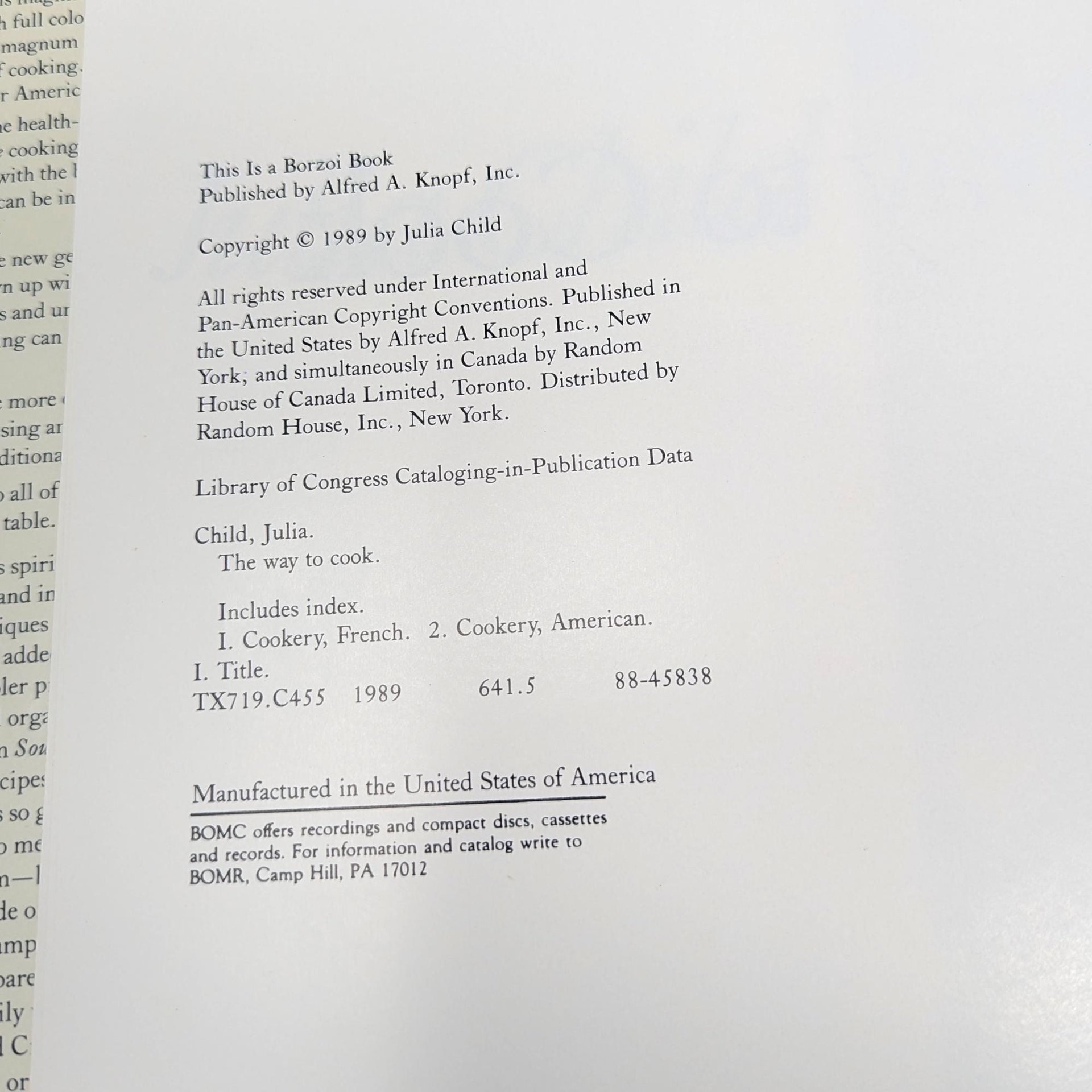 1989 Julia Child The Way To Cook Hardcover