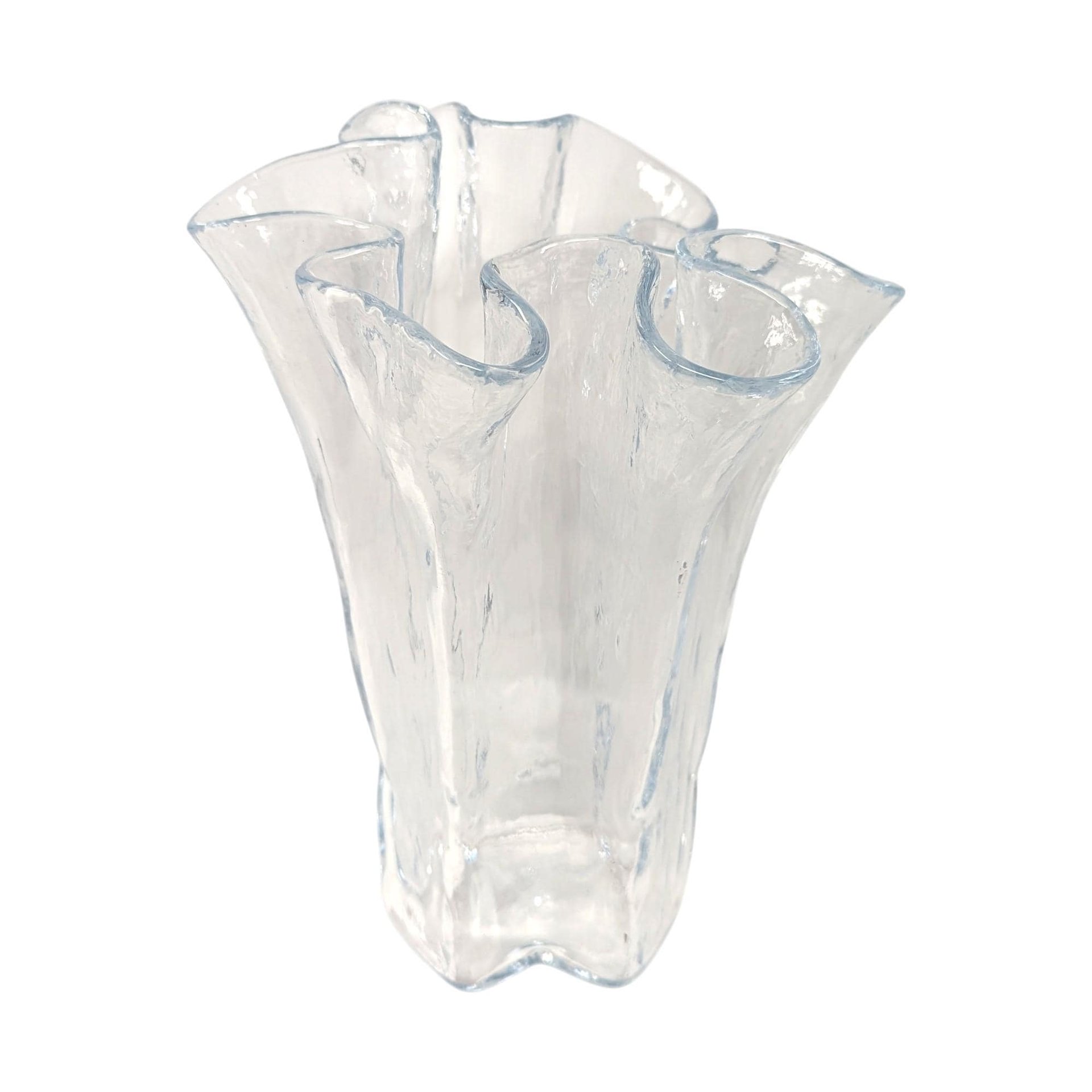 Vintage Muurla Clear Ruffled Freeform Art Glass Vase