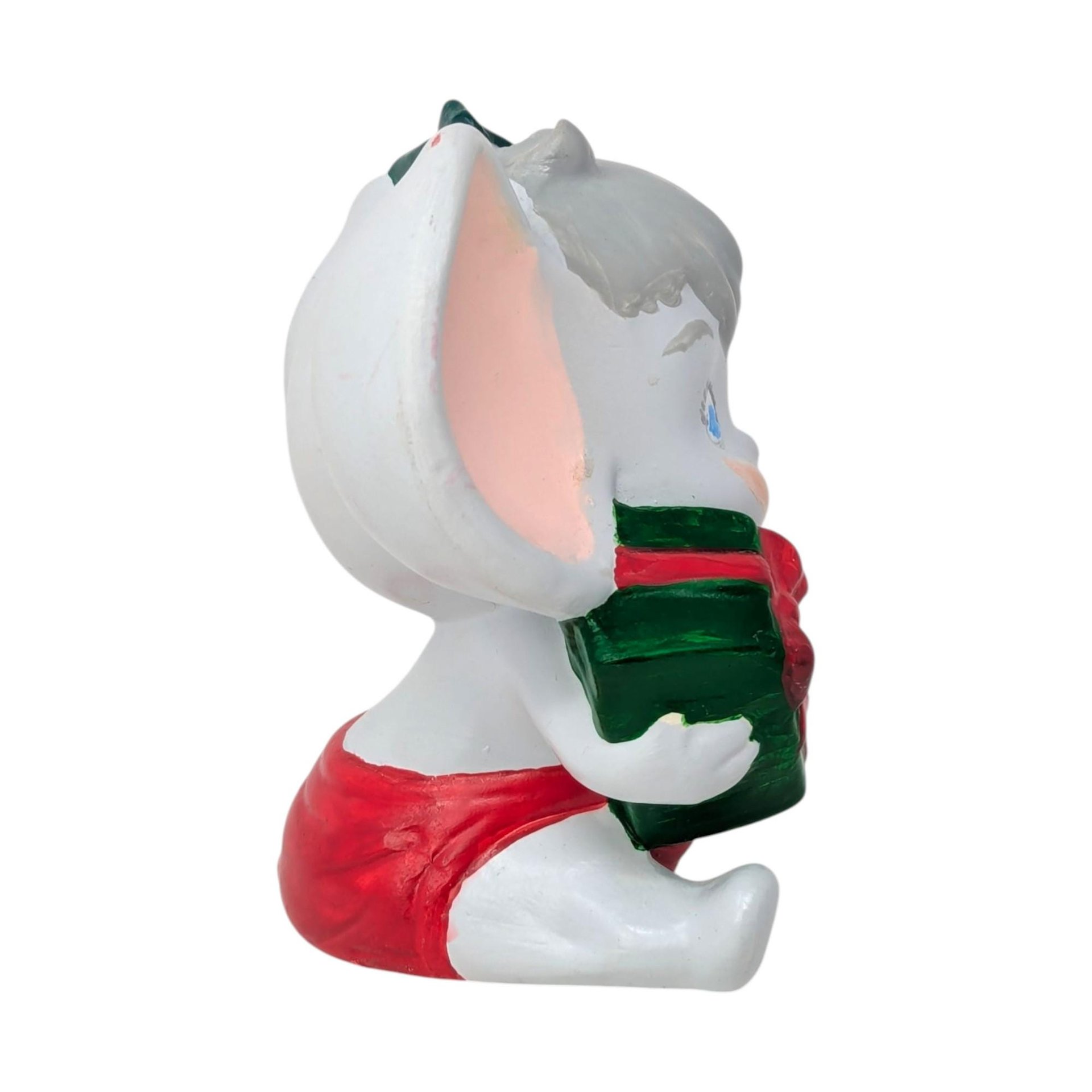 Vintage Ceramic Christmas Mouse Figurine
