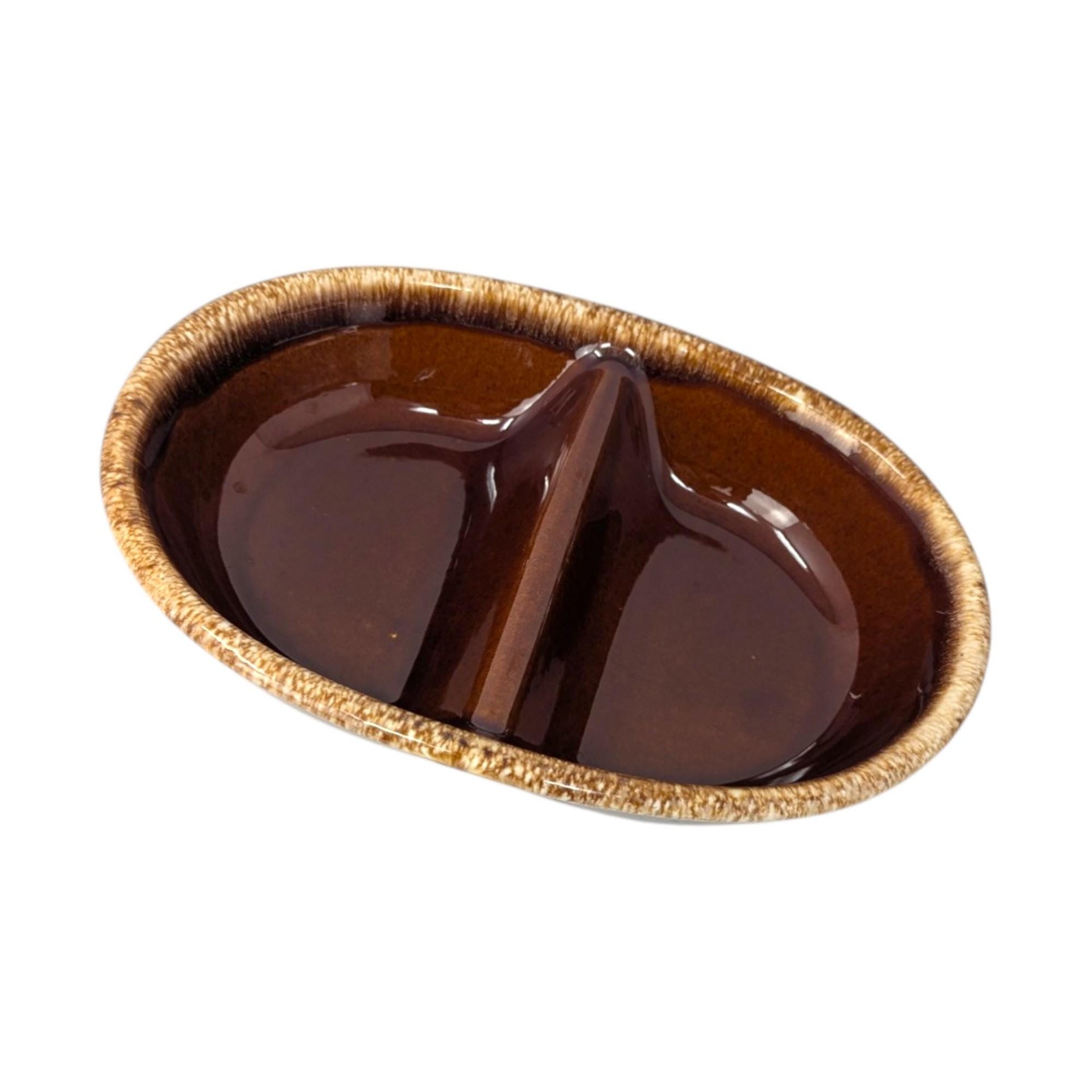Vintage Hull Brown Drip Divided Casserole