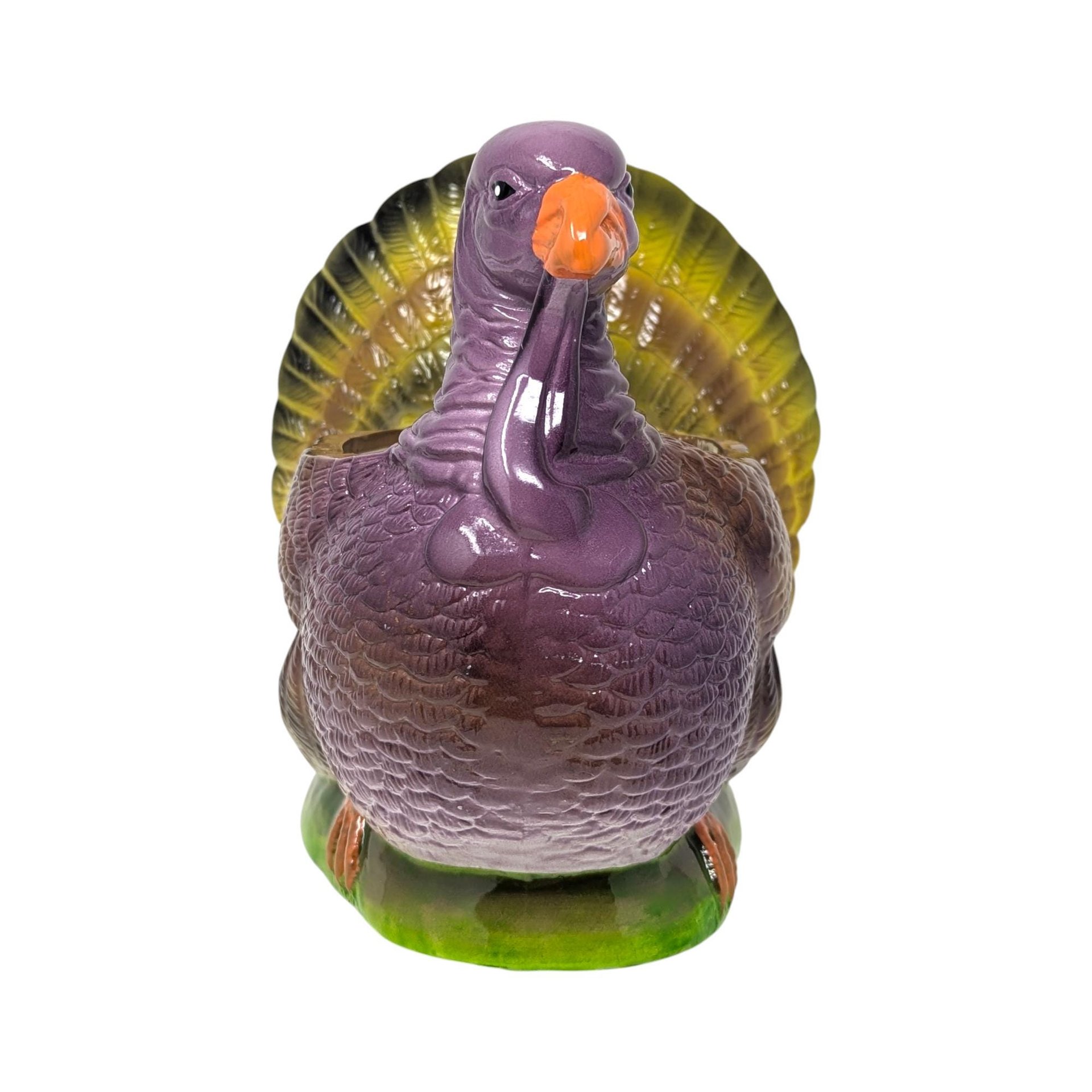 Vintage PR Handpainted Ceramic Turkey Planter