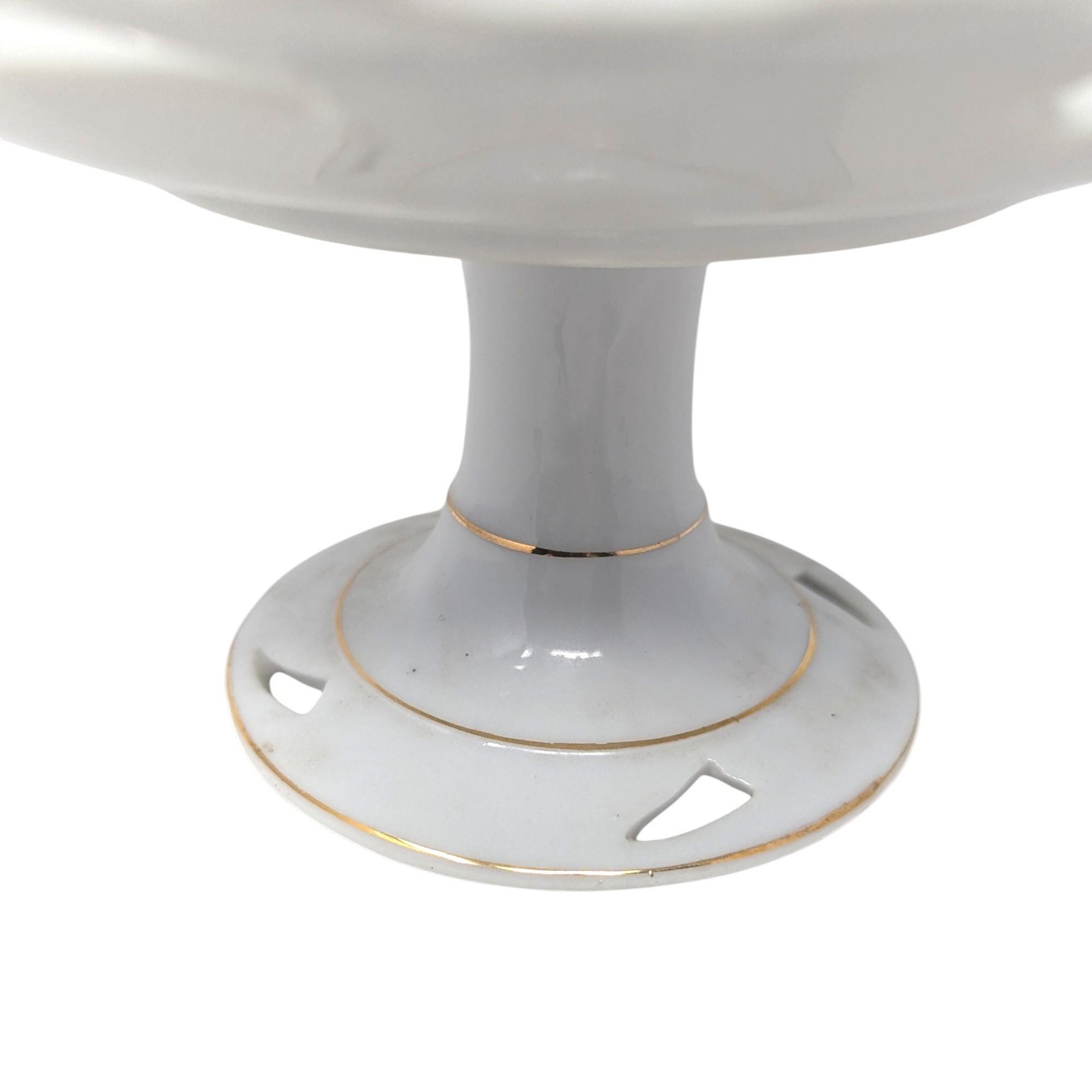 Vintage Reticulated Porcelain Fruit Pedestal Dish