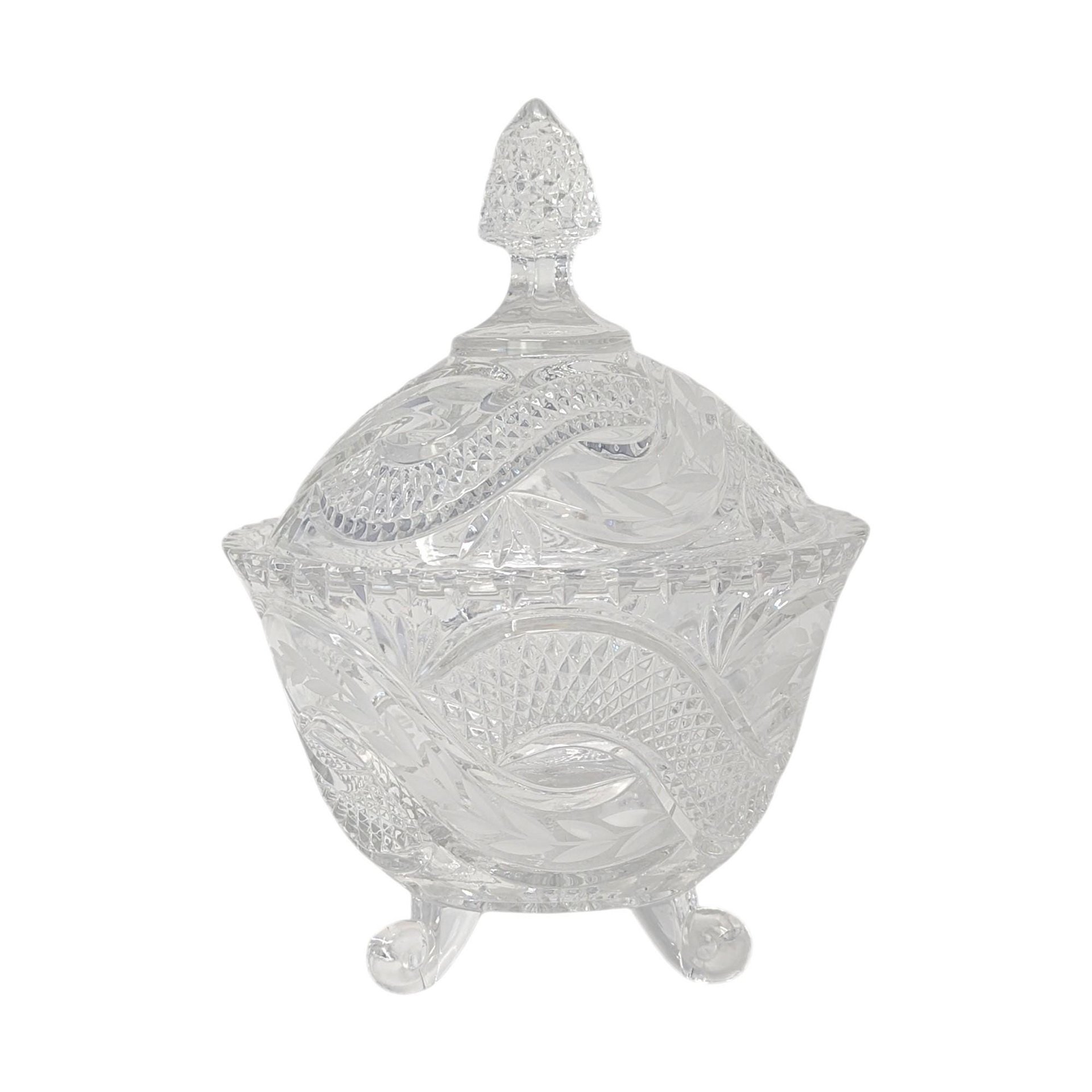 Vintage Serpentine Pattern Crystal Candy Dish