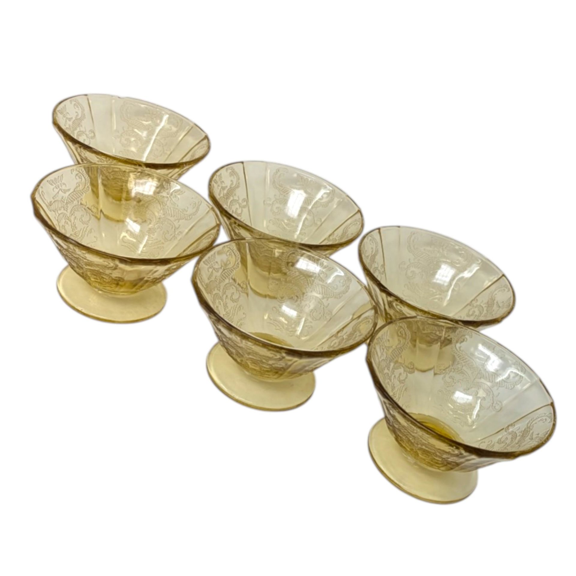 1930s Madrid Amber Sherbet Set of 6