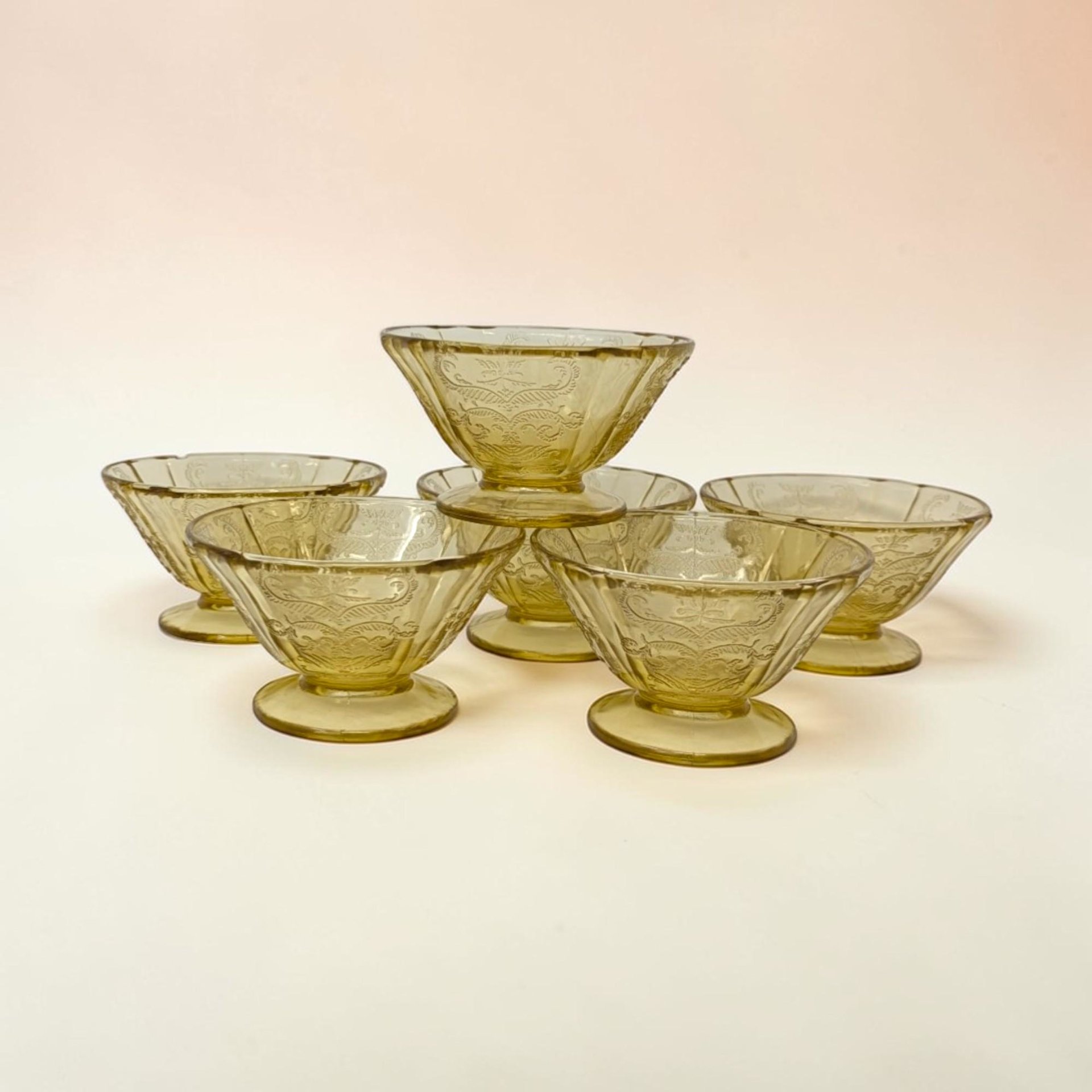 1930s Madrid Amber Sherbet Set of 6