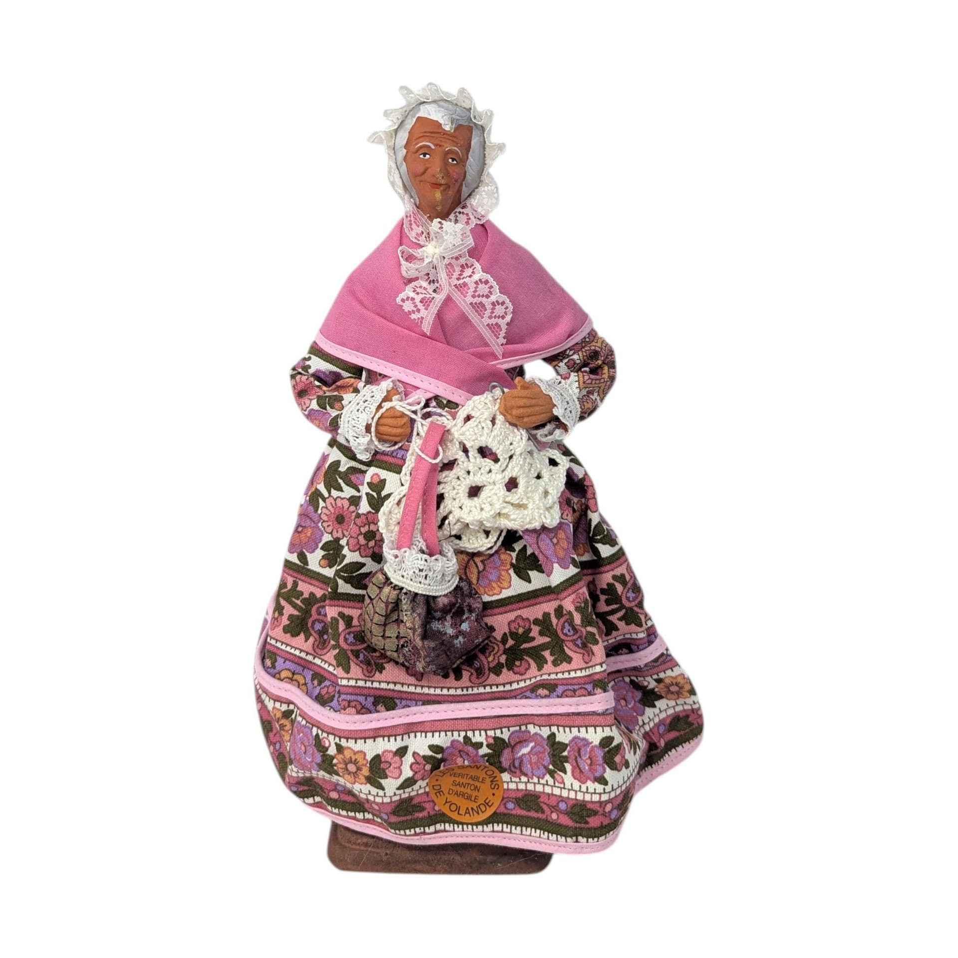 Vintage Santons Yolande France Clay Figure Pair