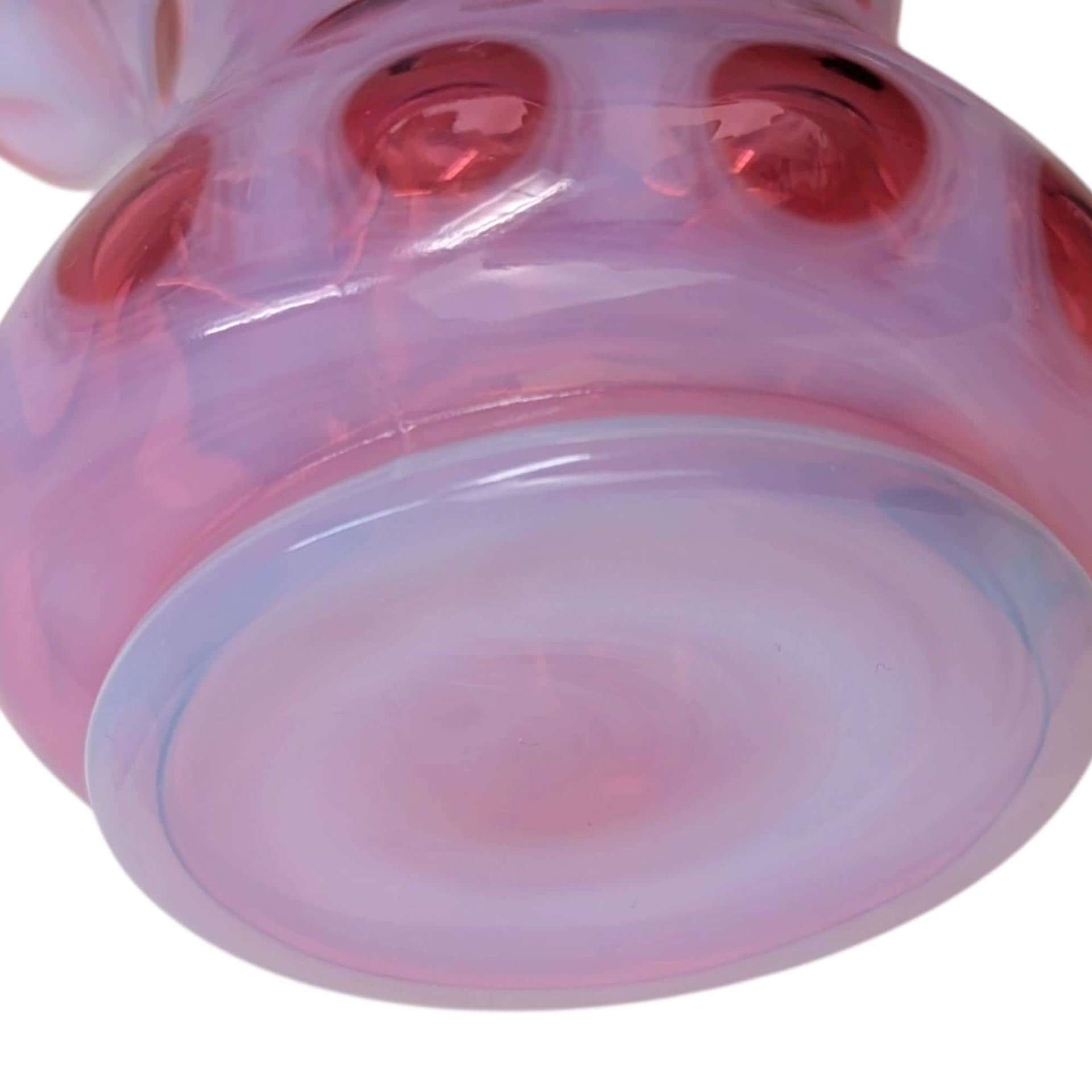 Fenton Cranberry Coin Dot Vase – Vintage Ruffled Art Glass Decorative Vessel