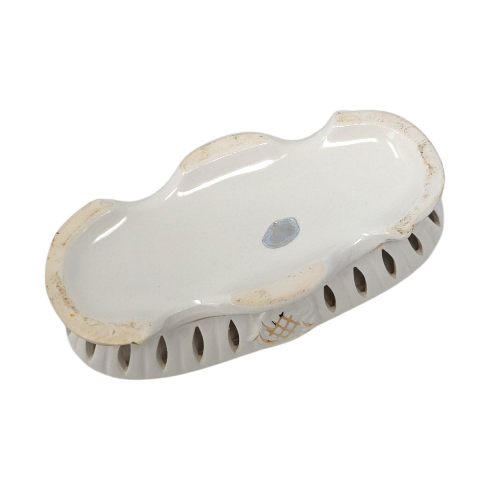 Vintage Ivory and Gold Reticulated Trinket Dish