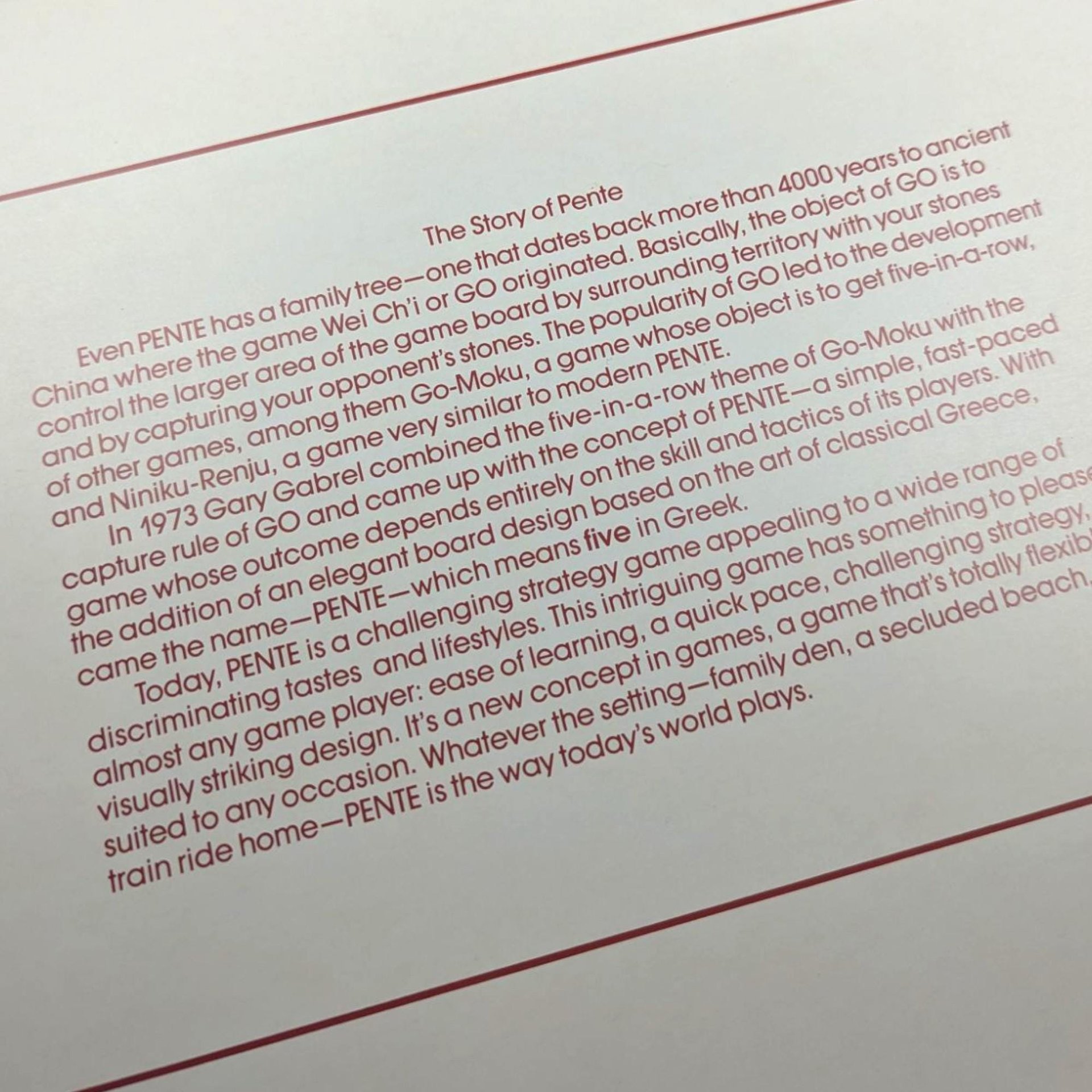 1984 Parker Brothers Pente Strategy Game