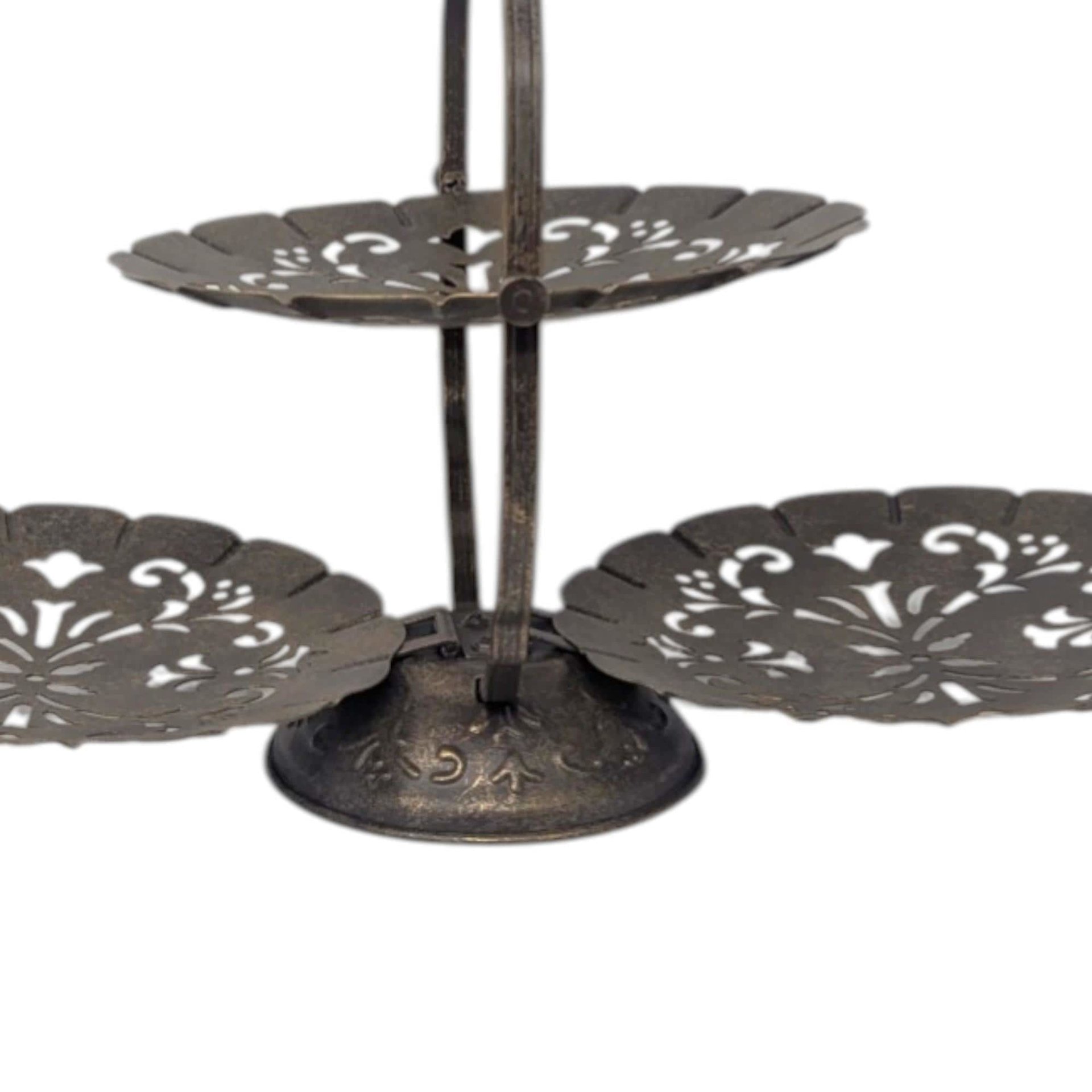 Vintage 3-Tier Filigree Metal Server