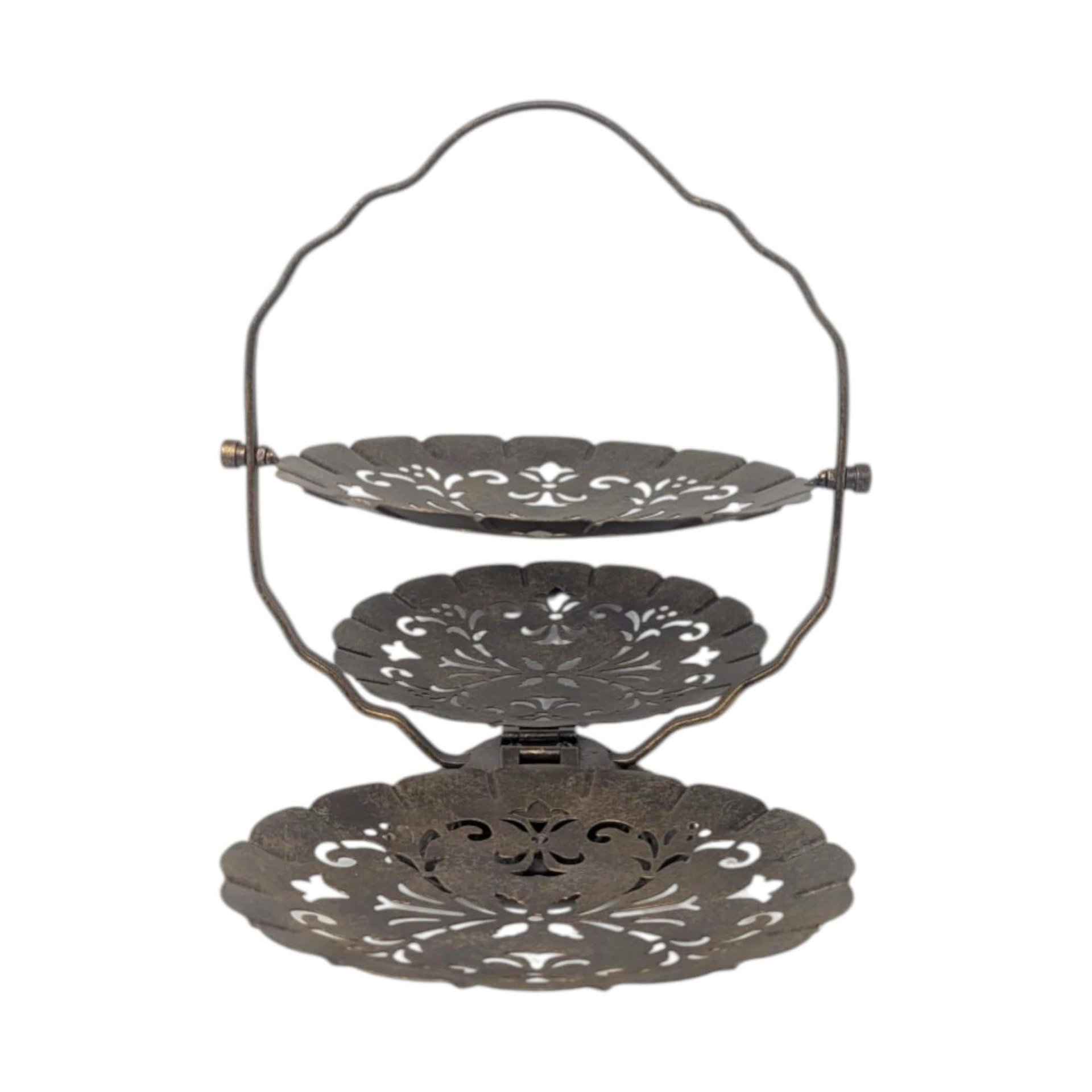 Vintage 3-Tier Filigree Metal Server