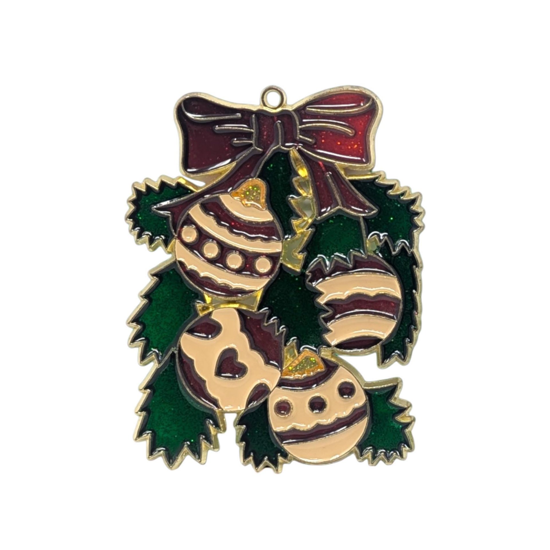 Vintage Mixed Media Bow and Reindeer Ornament Set