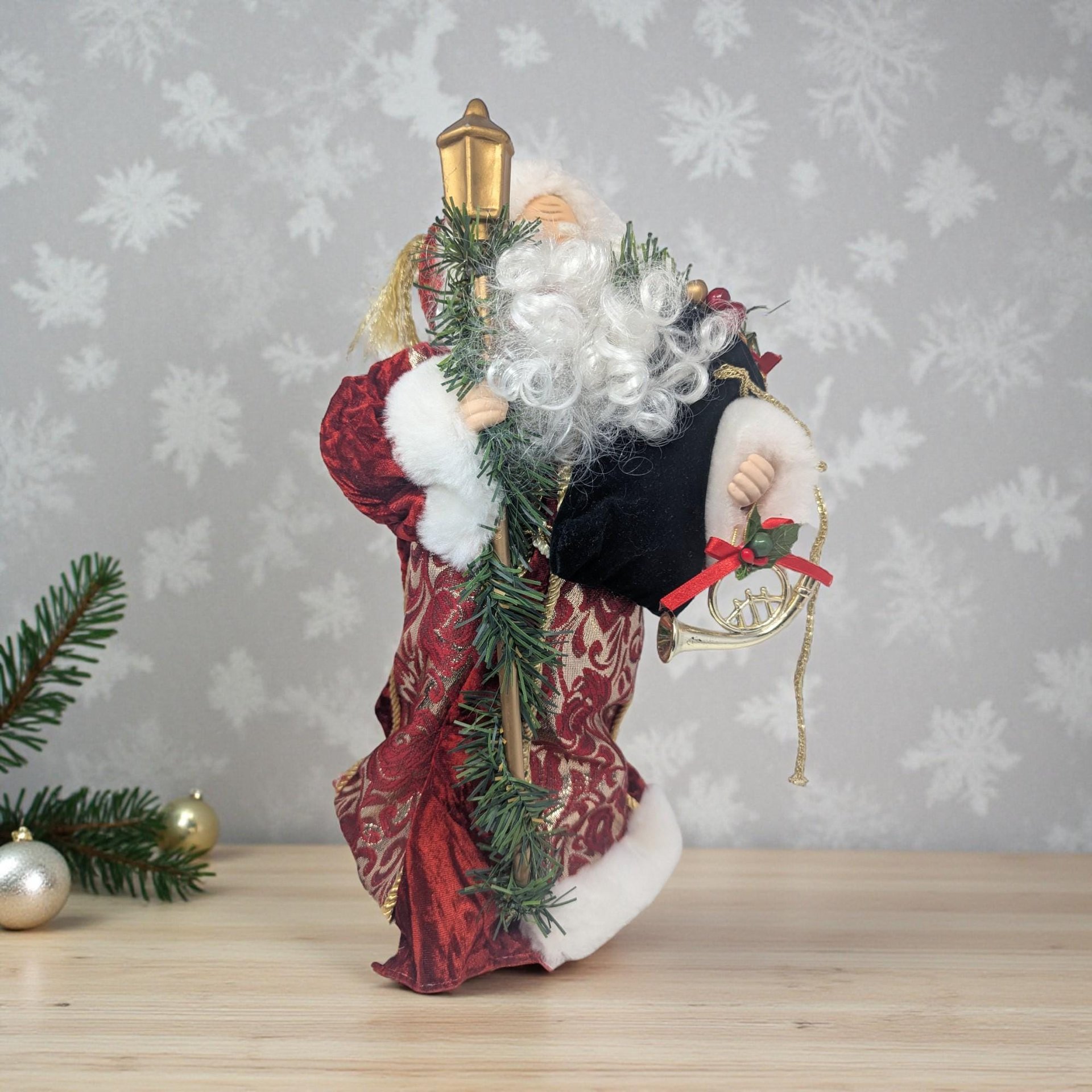 Vintage Burgundy Damask Santa Tree Topper