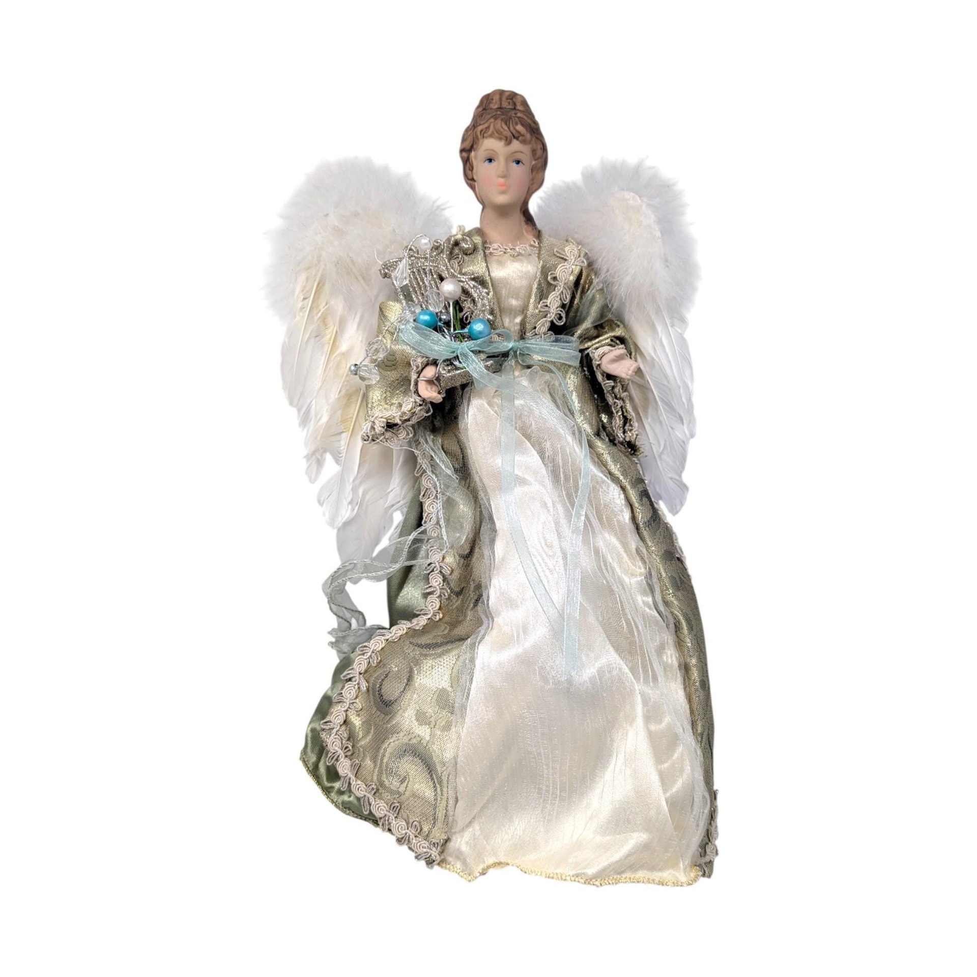 Vintage Porcelain Angel with Harp Tree Topper