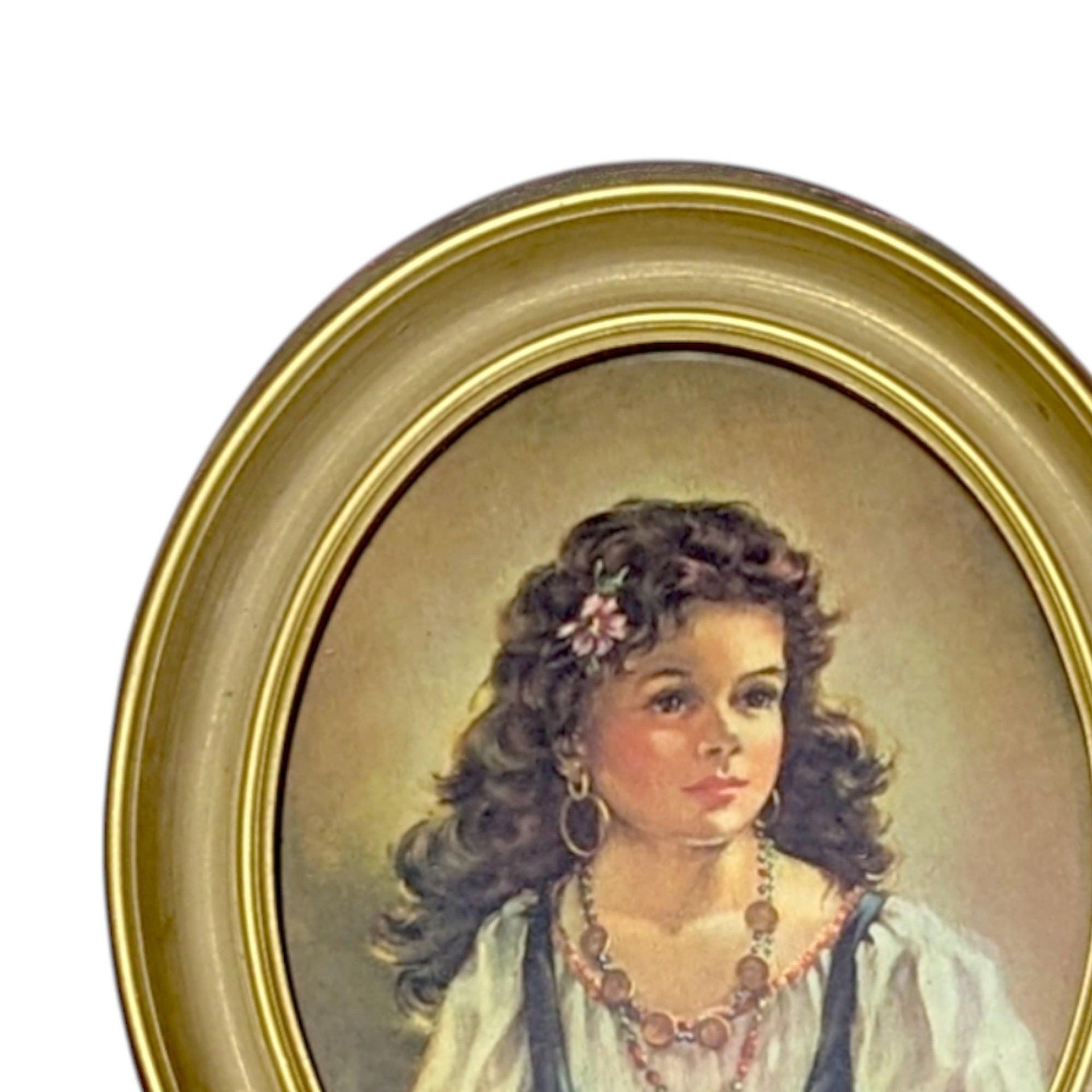 Vintage Ann Allaben Chico and Elena Framed Print Set