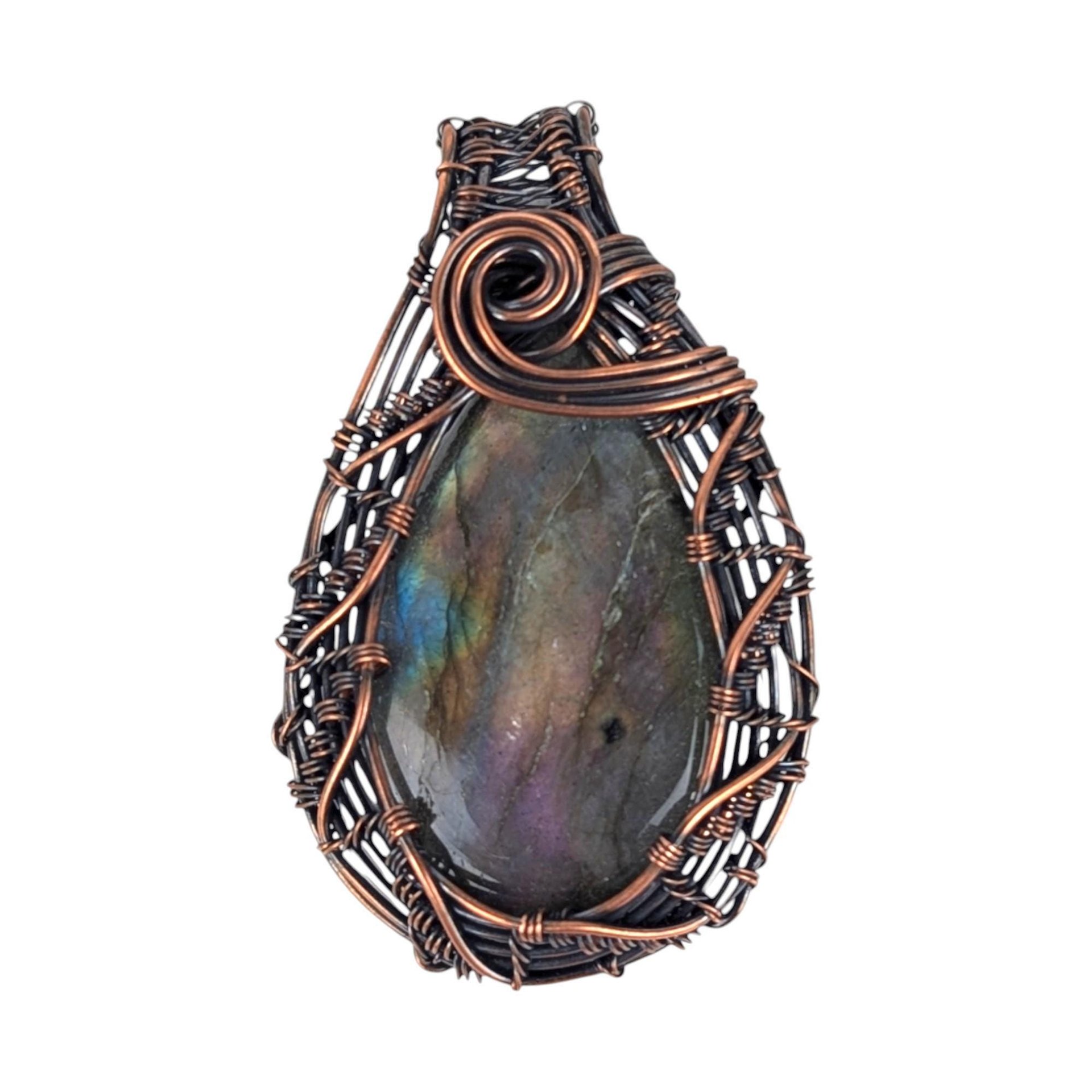 Handmade Labradorite Copper Wire Wrapped Pendant