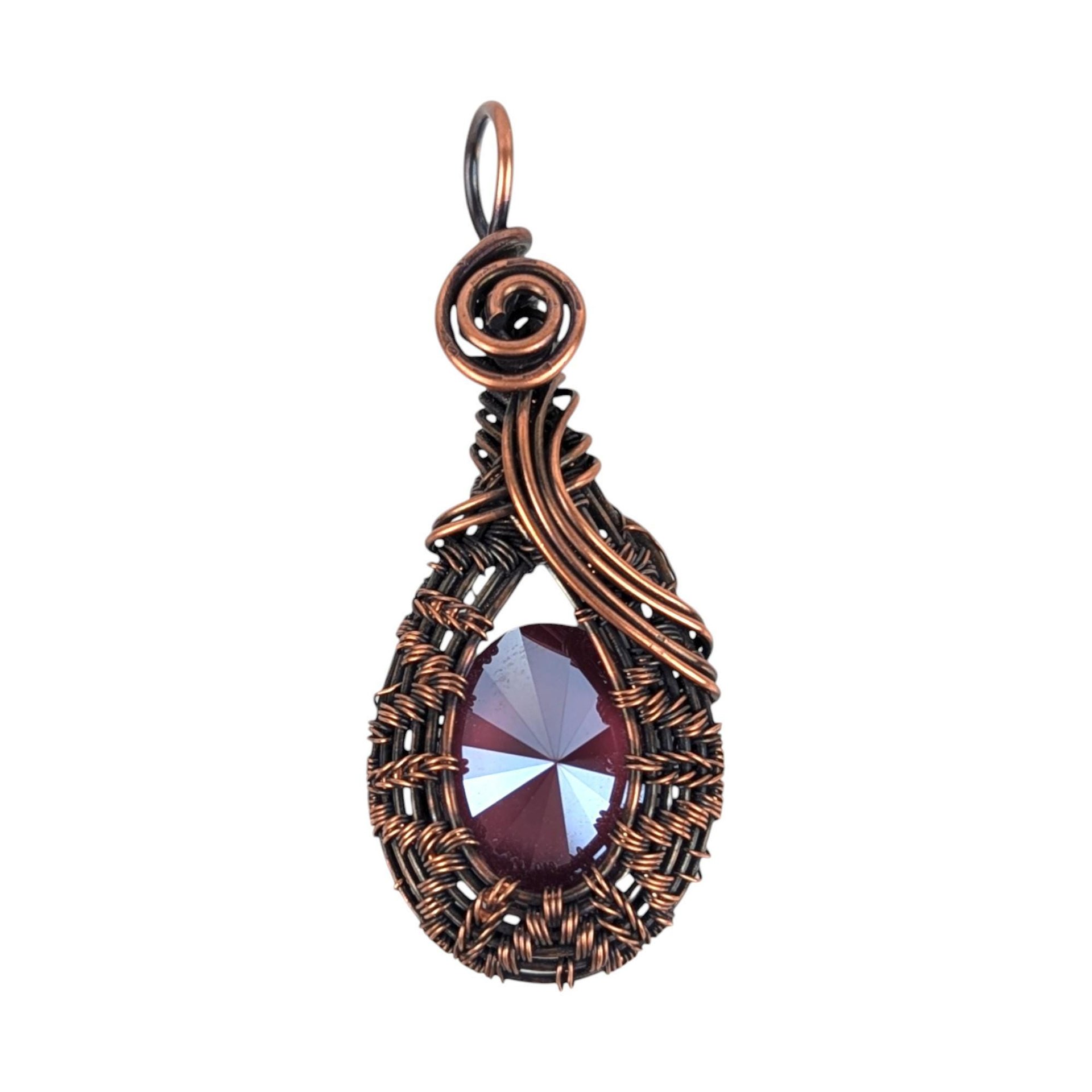 Handmade Faceted Crystal Copper Wire Wrapped Pendant