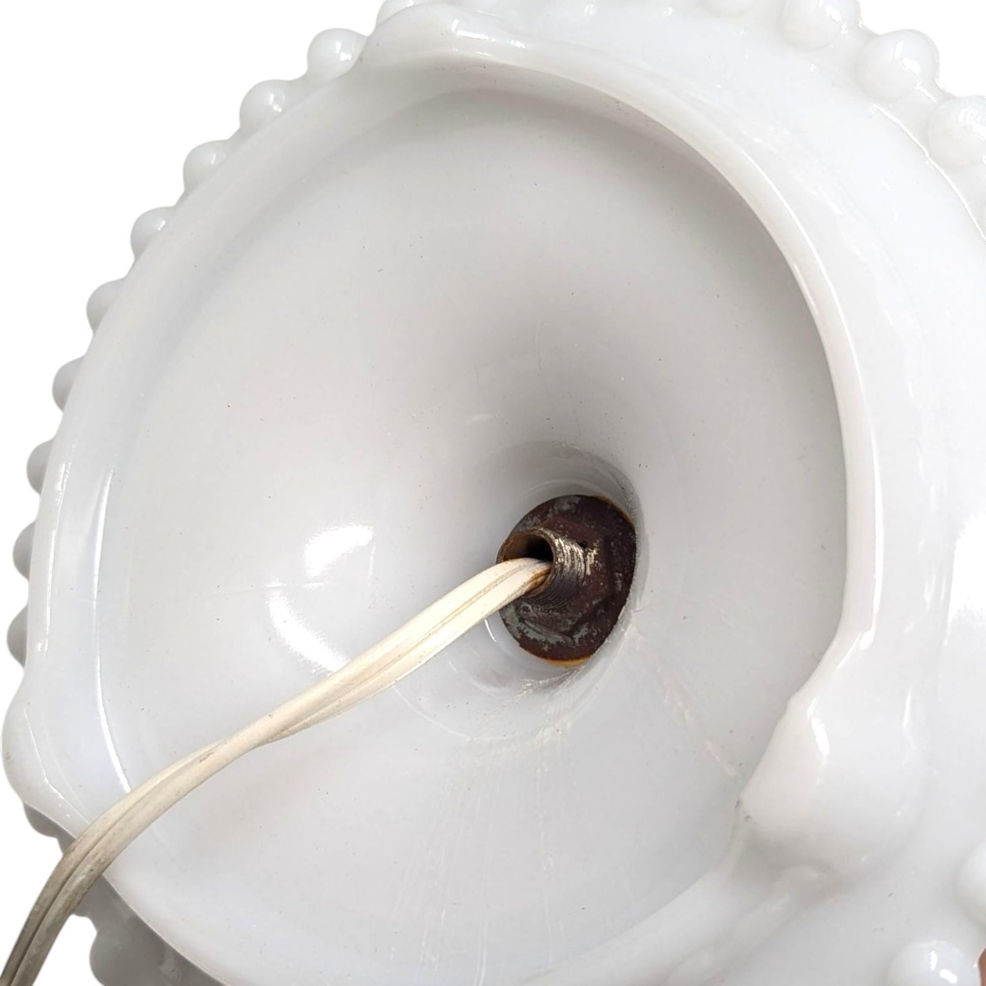 Vintage Milk Glass Floral Hurricane Lamp