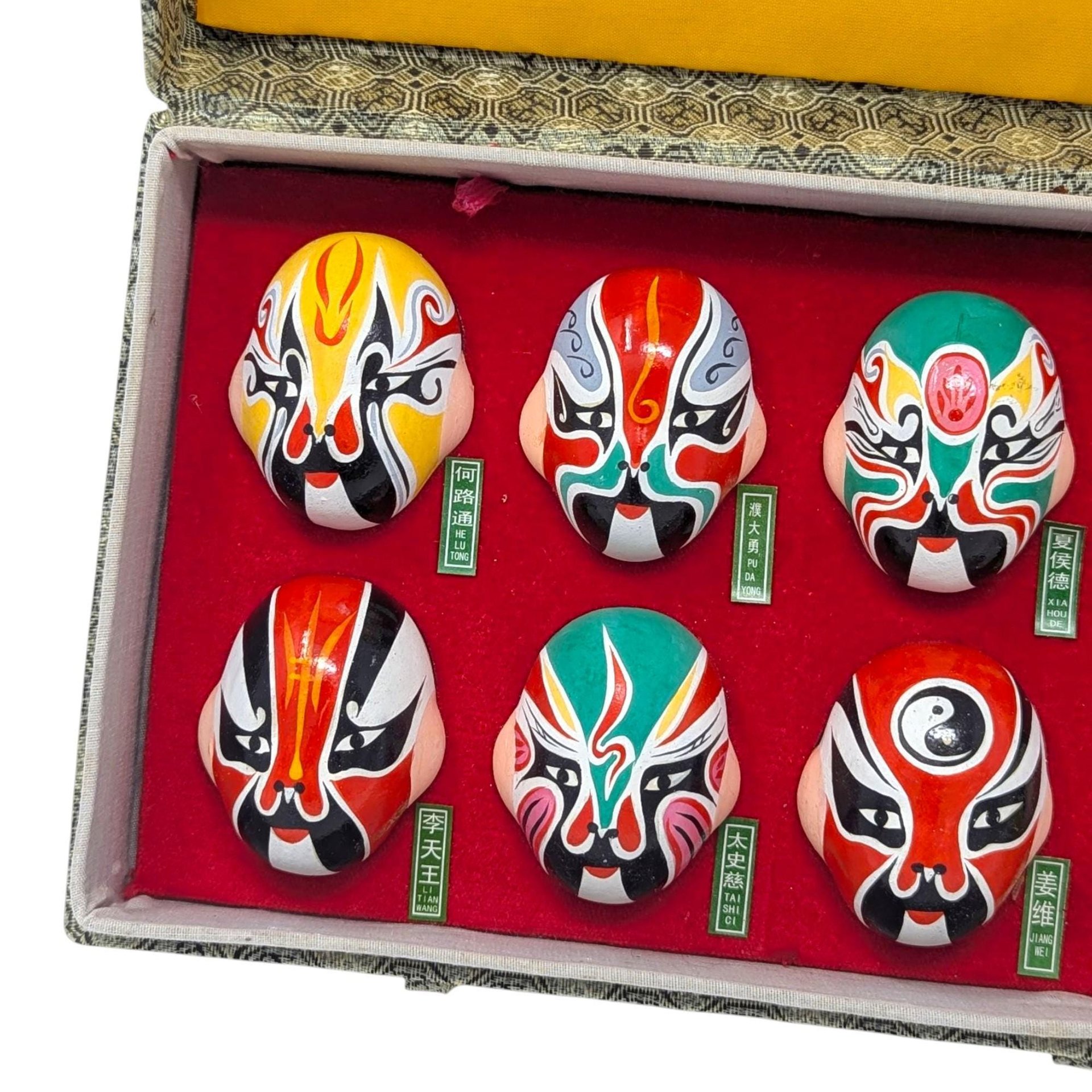 Vintage Hand-Painted Beijing Opera Clay Facial Mask Set