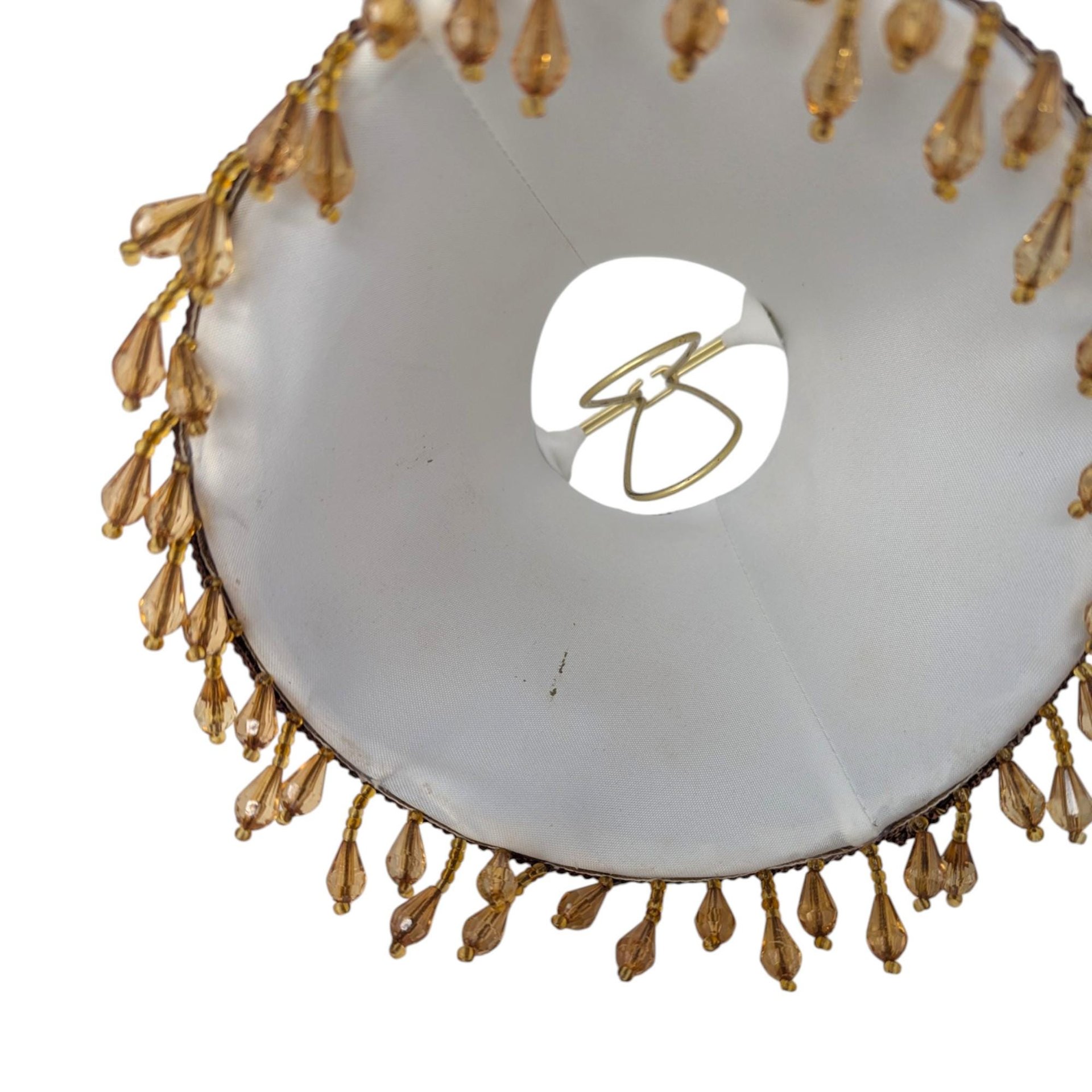 Vintage Beaded Fringe Bronze Tone Clip On Lampshade – Victorian Style Lighting Accent