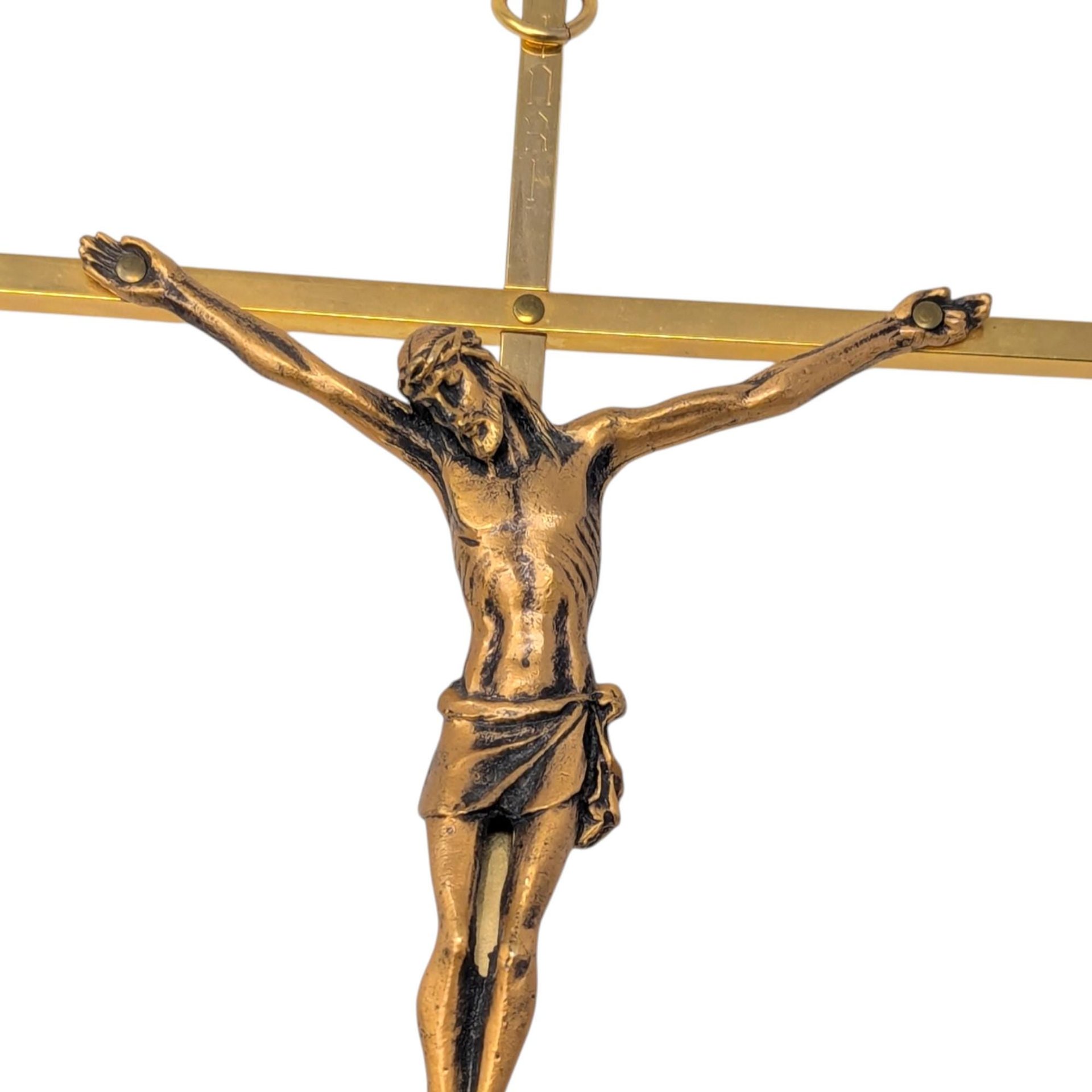 Vintage 10-Inch Gold Tone Metal Wall Crucifix INRI – Religious Devotional Wall Art