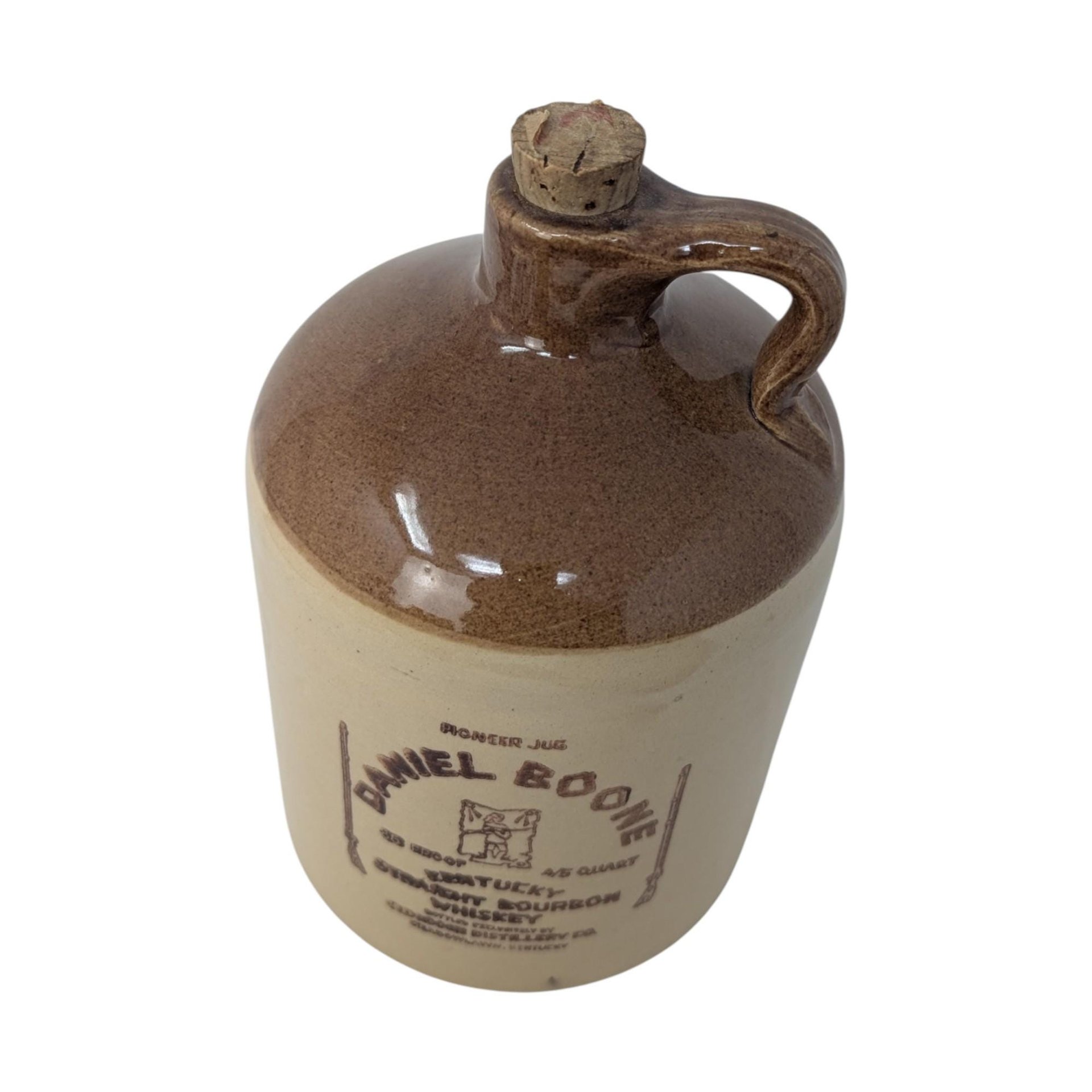 1974 Daniel Boone Kentucky Straight Bourbon Stoneware Jug – Vintage Advertising Decor