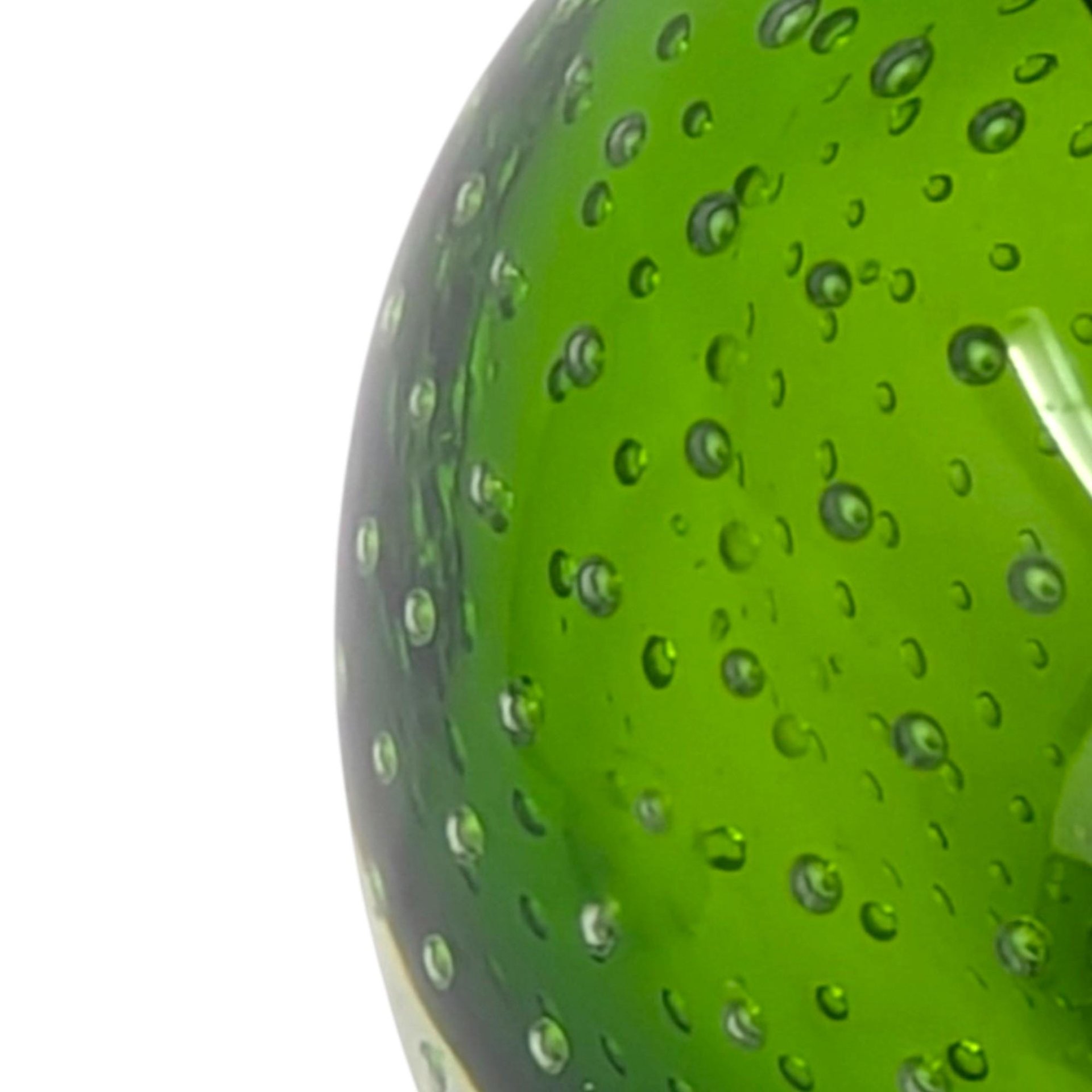 1960s Green Murano Glass Pear Paperweight – Mid-century Bullicante Glass Art Decor