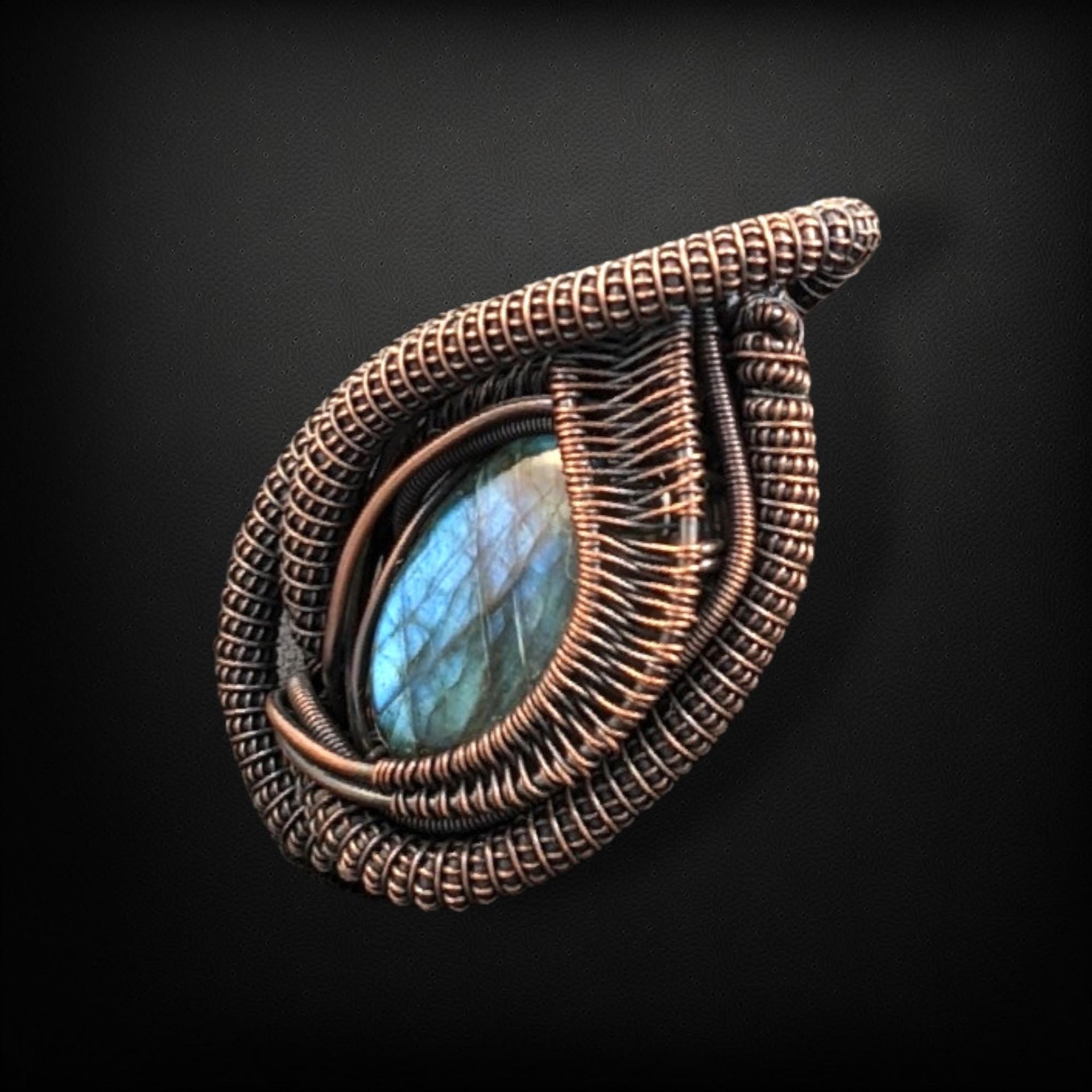Handmade Copper Wire Wrapped Labradorite Pendant
