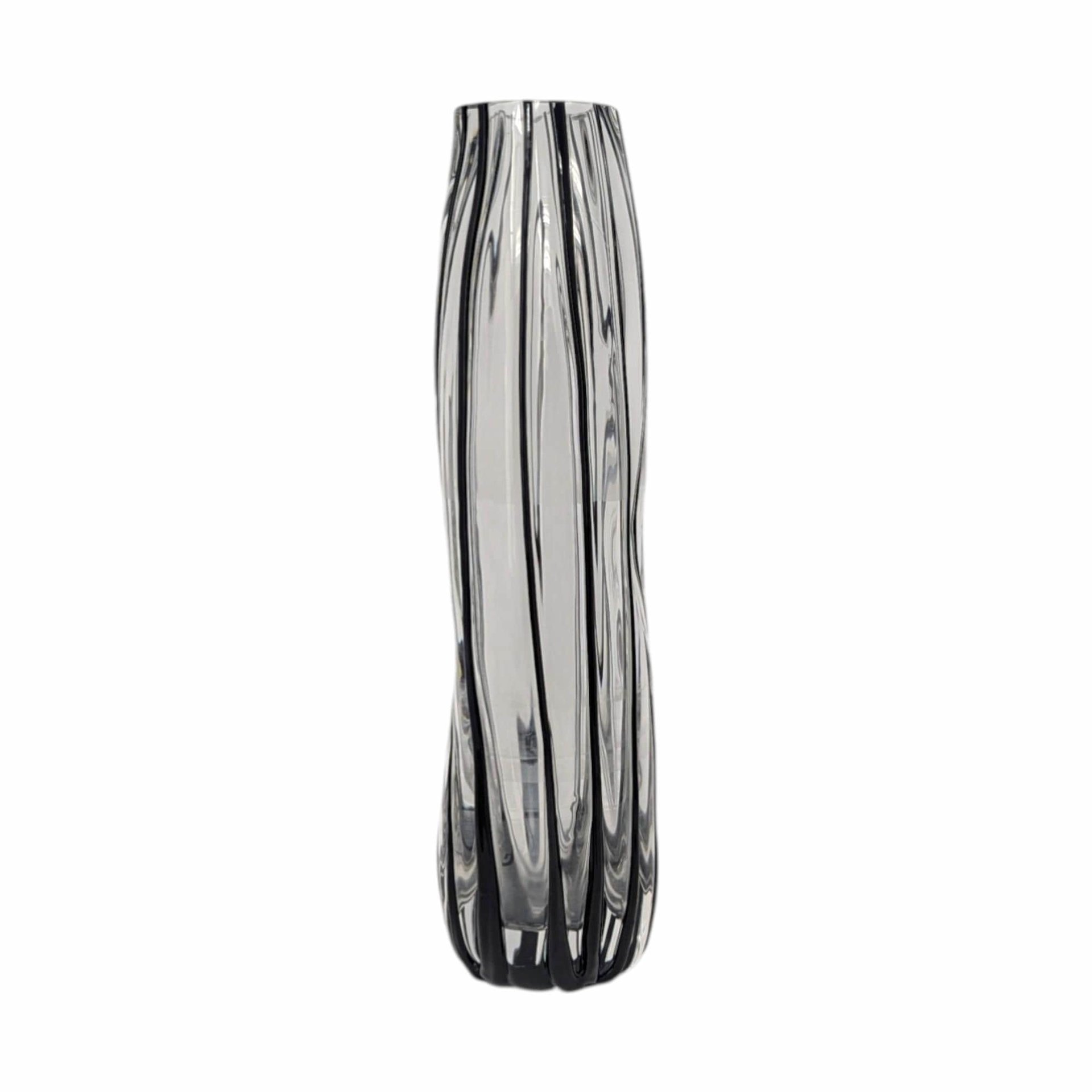 Vintage Mid Century Striped Glass Vase