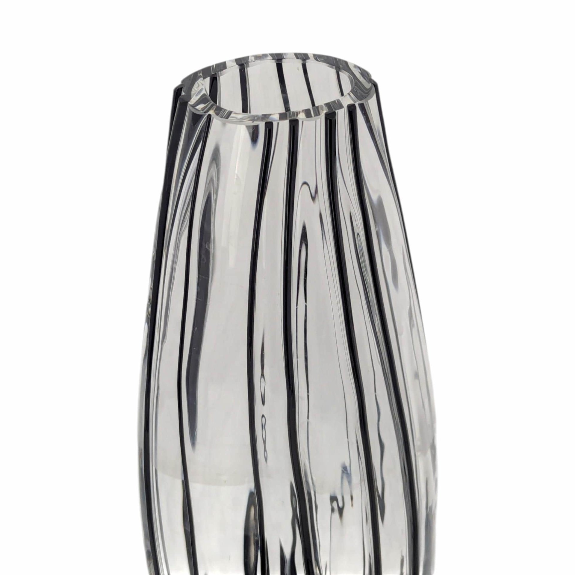 Vintage Mid Century Striped Glass Vase