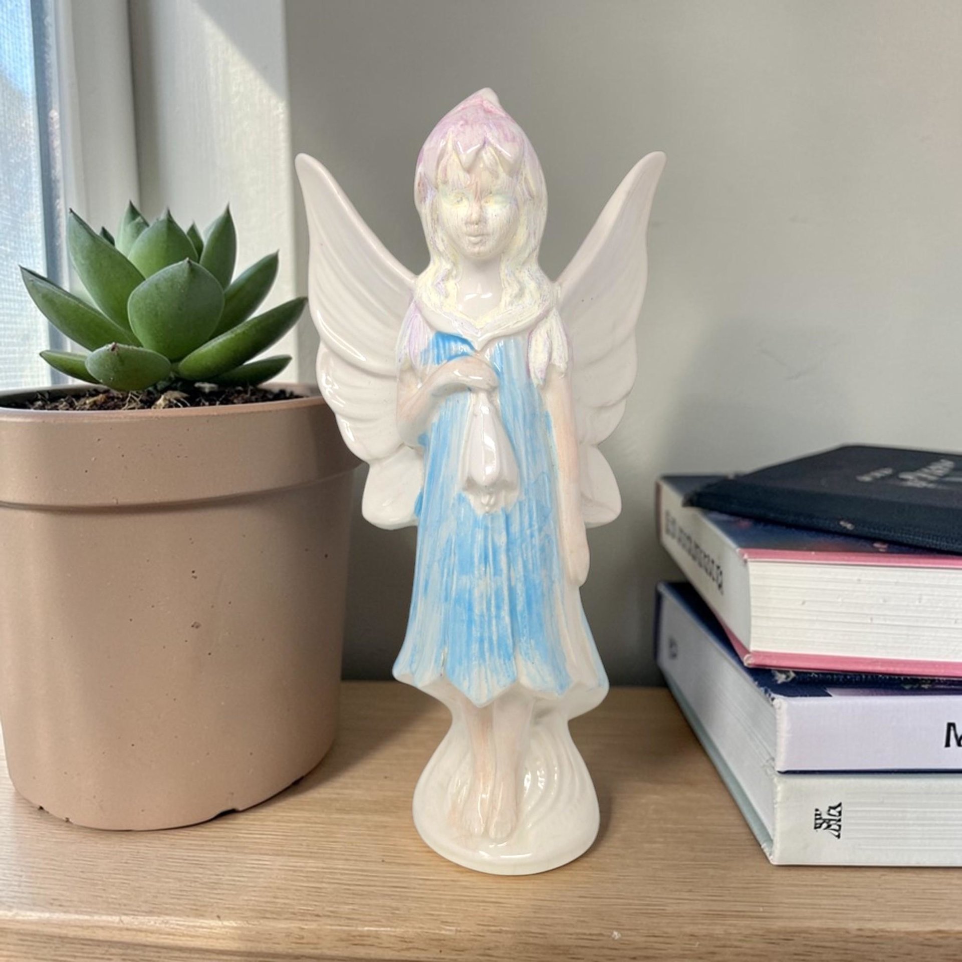 Vintage Hand Painted Ceramic Fairy Statue