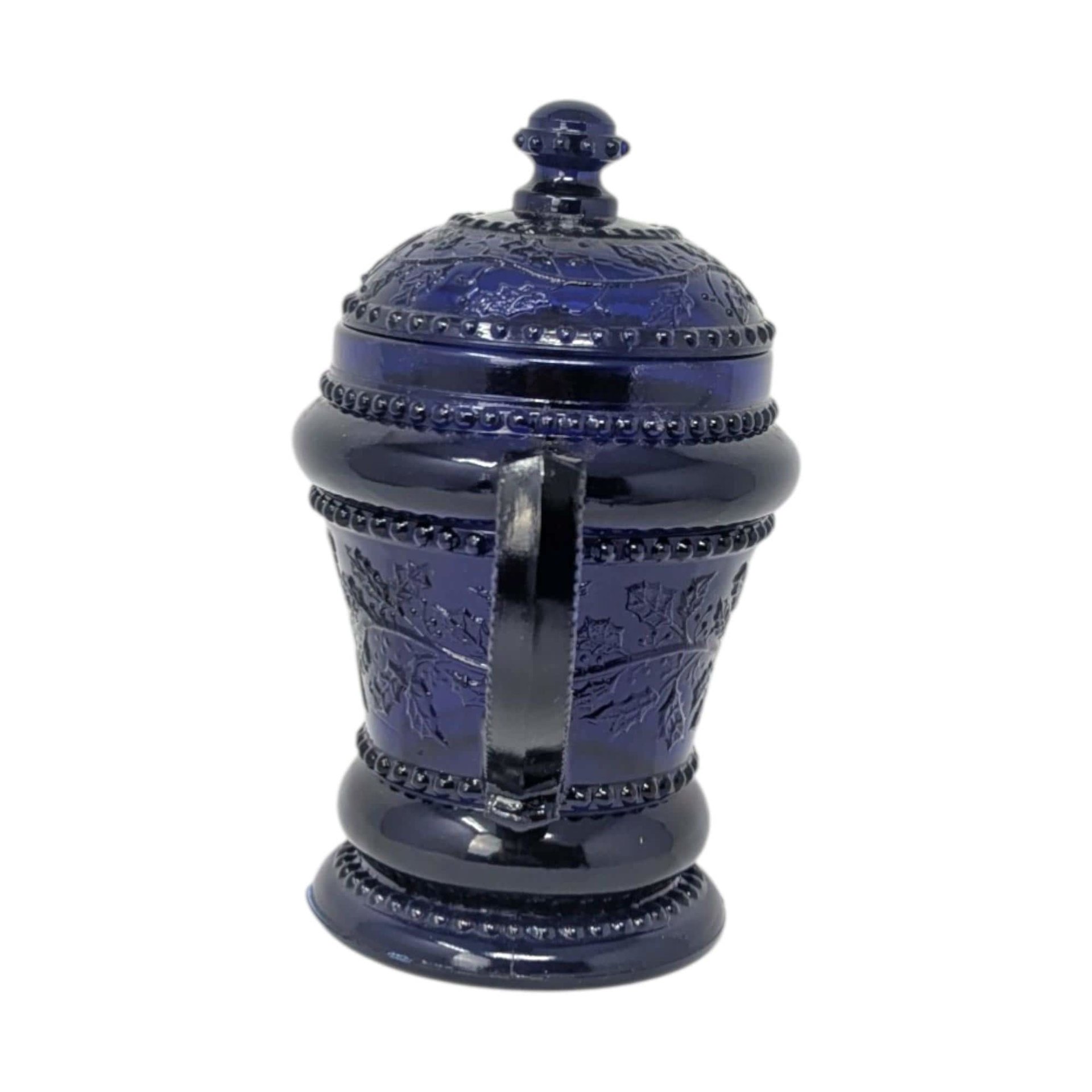 Vintage Cobalt Blue Glass Sugar Bowl