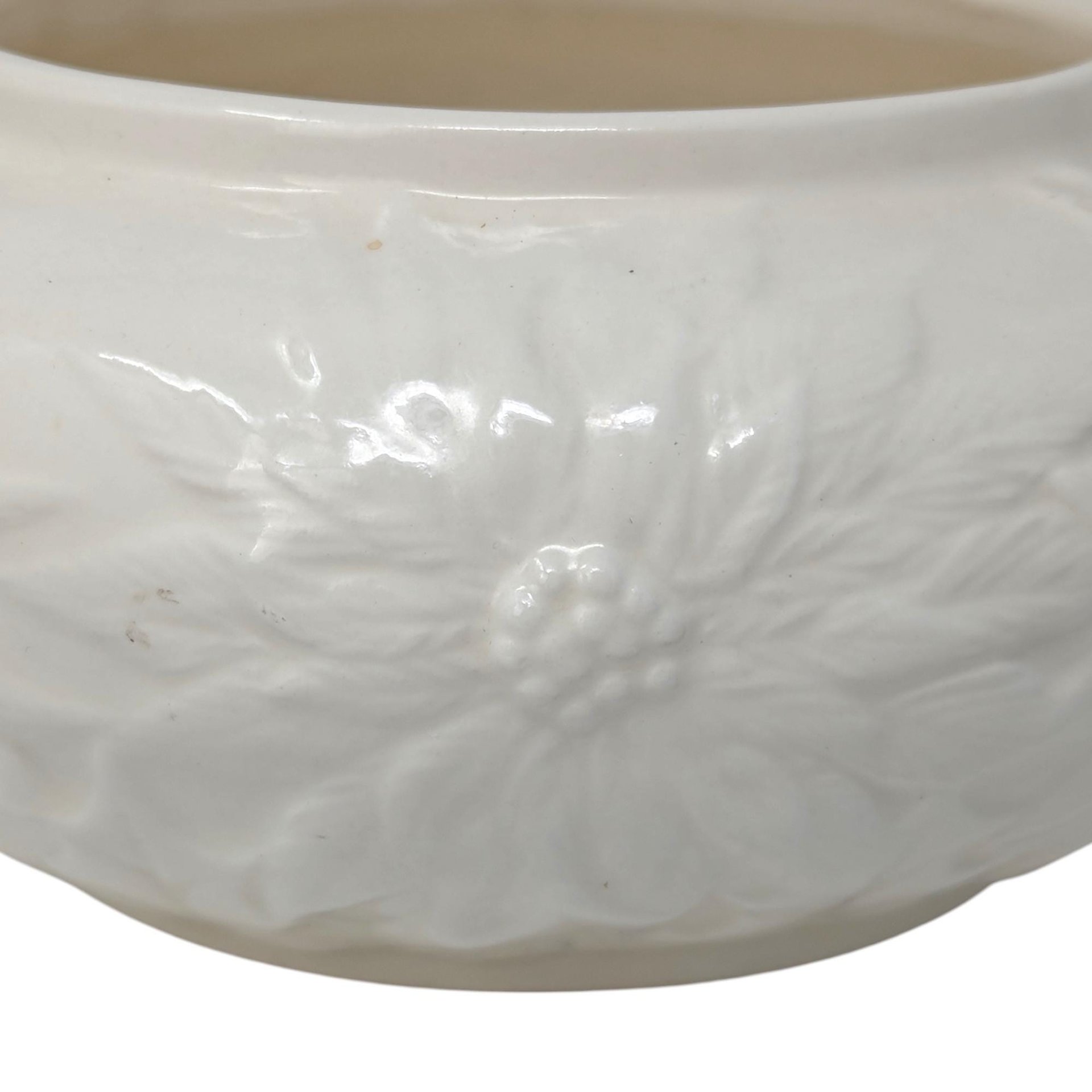 1997 Hand Made Cream Ceramic Floral Planter