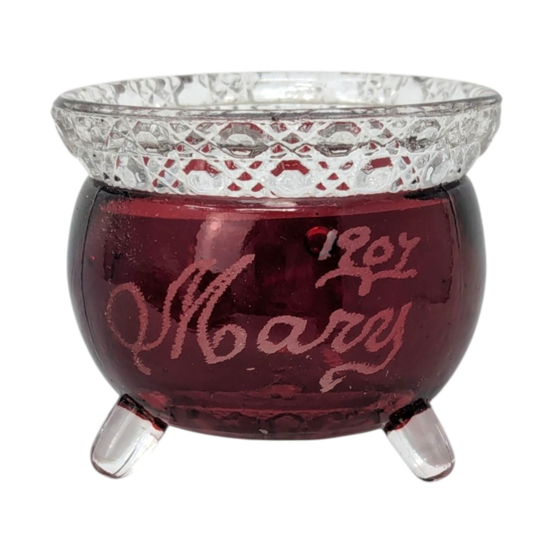 Antique 1907 Ruby Flash Glass Witch Kettle