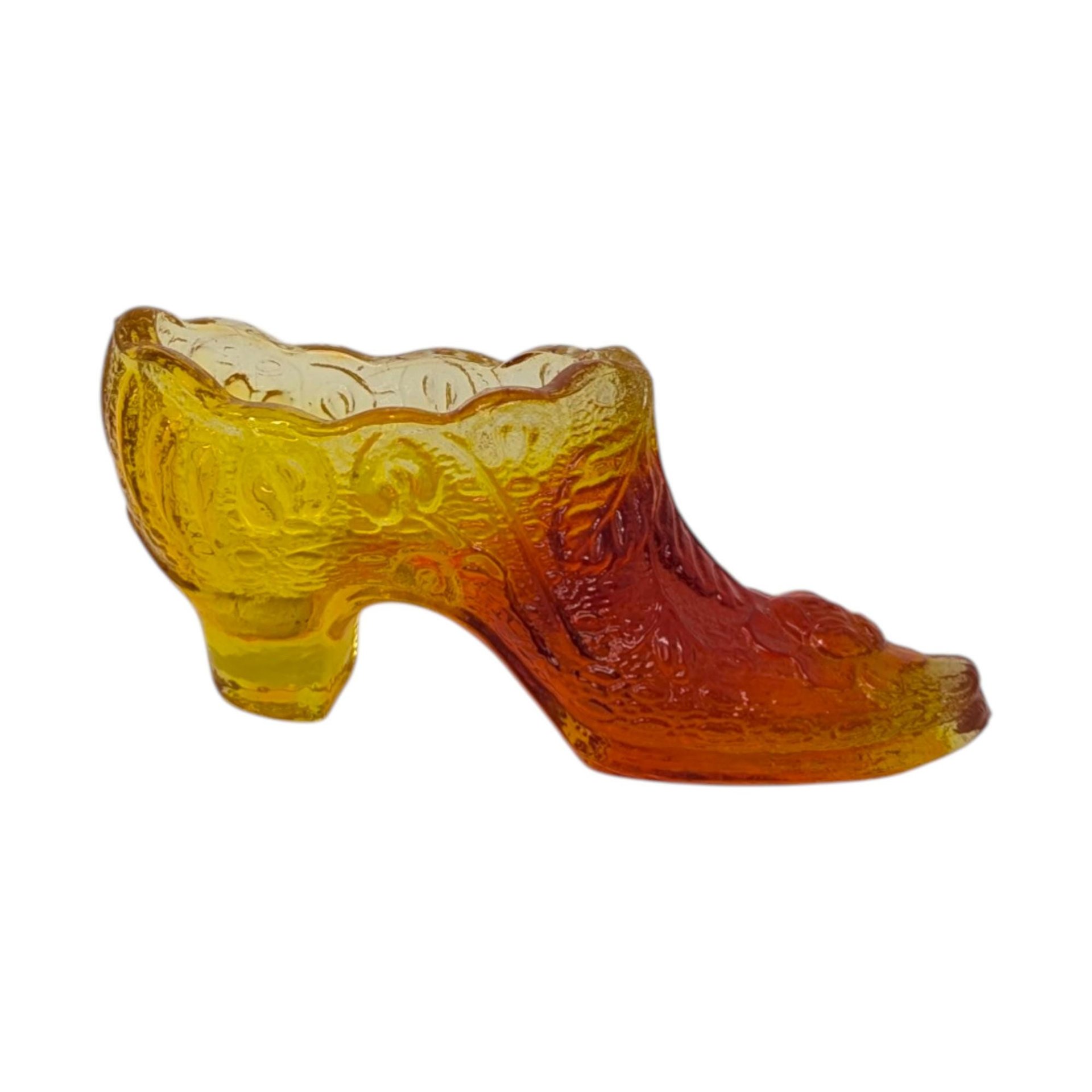 Vintage Fenton Amberina Glass Shoe