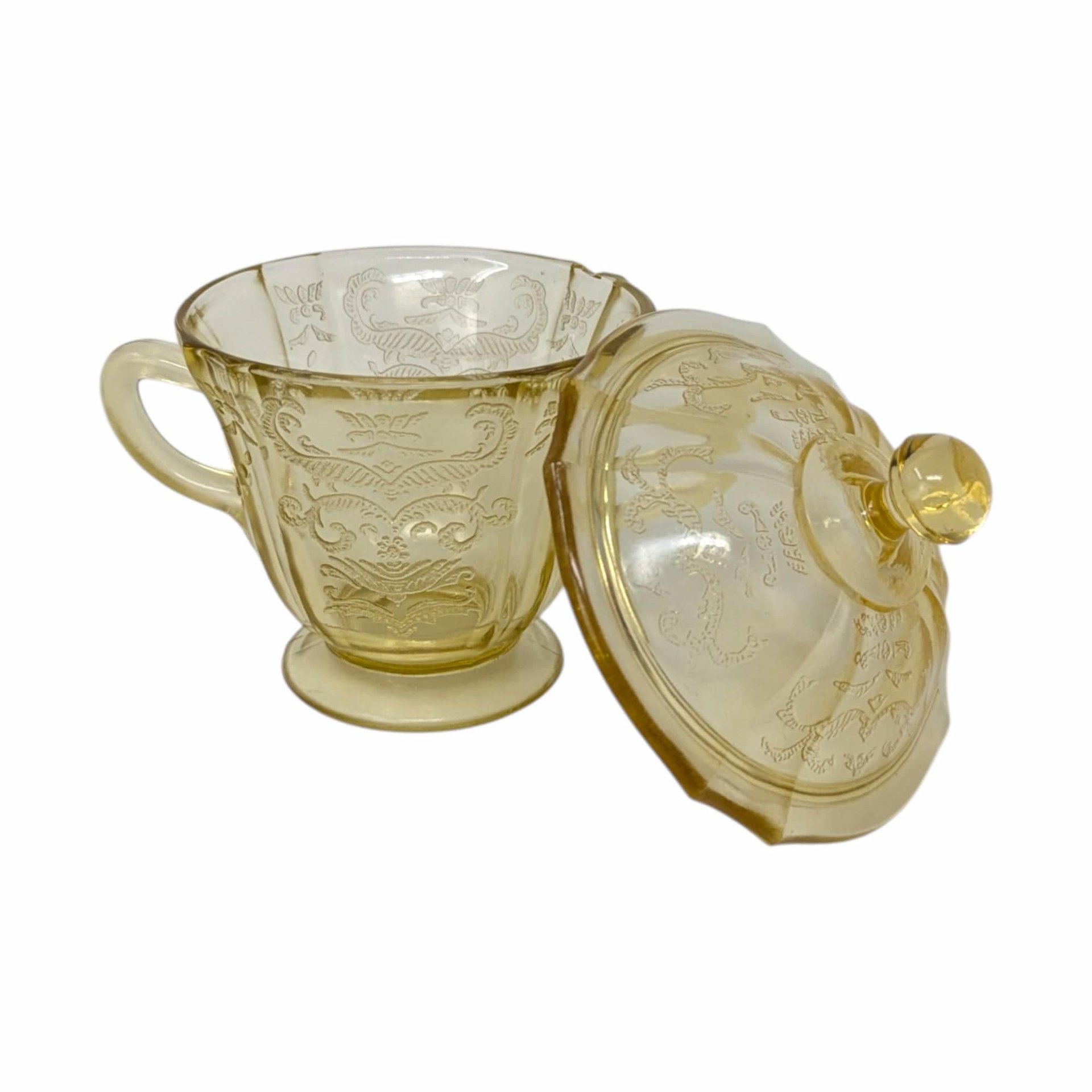1930s Federal Glass Madrid Cream and Sugar Set