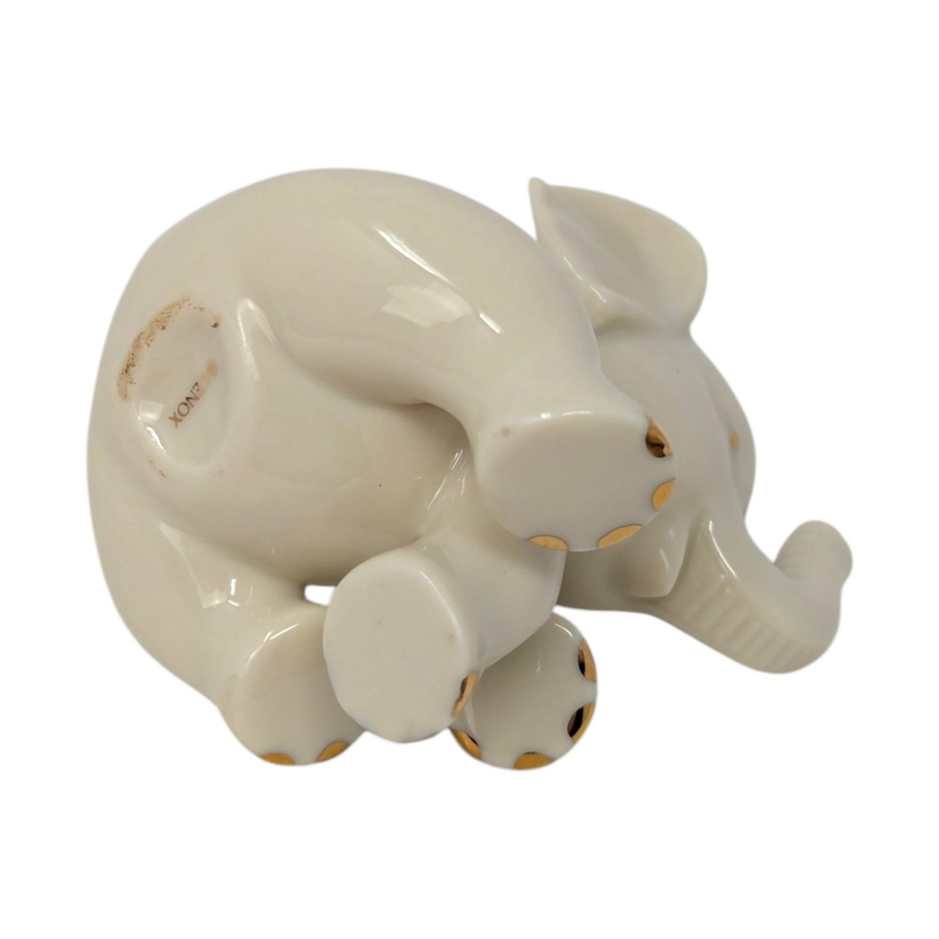 Lenox Porcelain Elephant Figurine – Vintage Animal Sculpture Gold Trim
