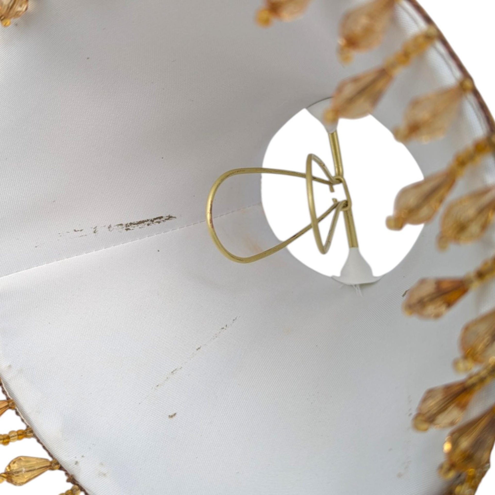 Vintage Beaded Fringe Bronze Tone Clip On Lampshade – Victorian Style Lighting Accent