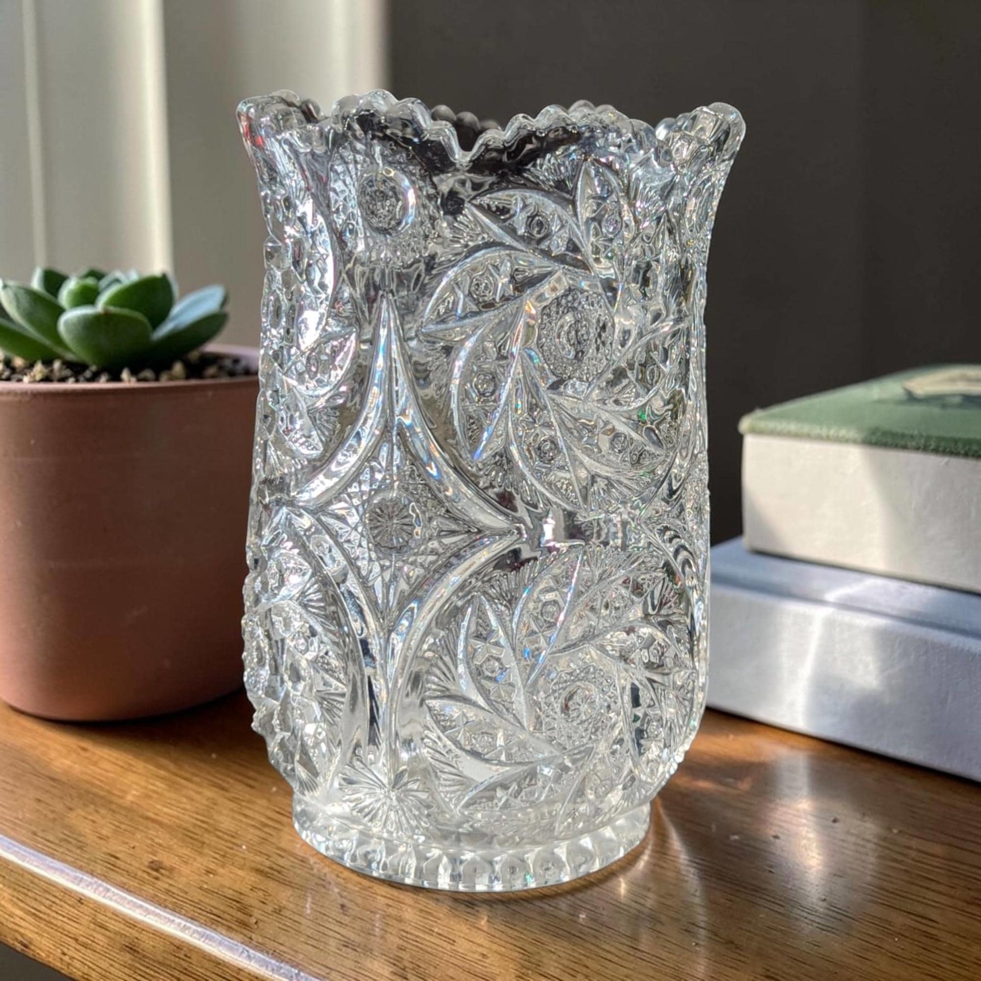 Vintage Cut Crystal Pinwheel Vase