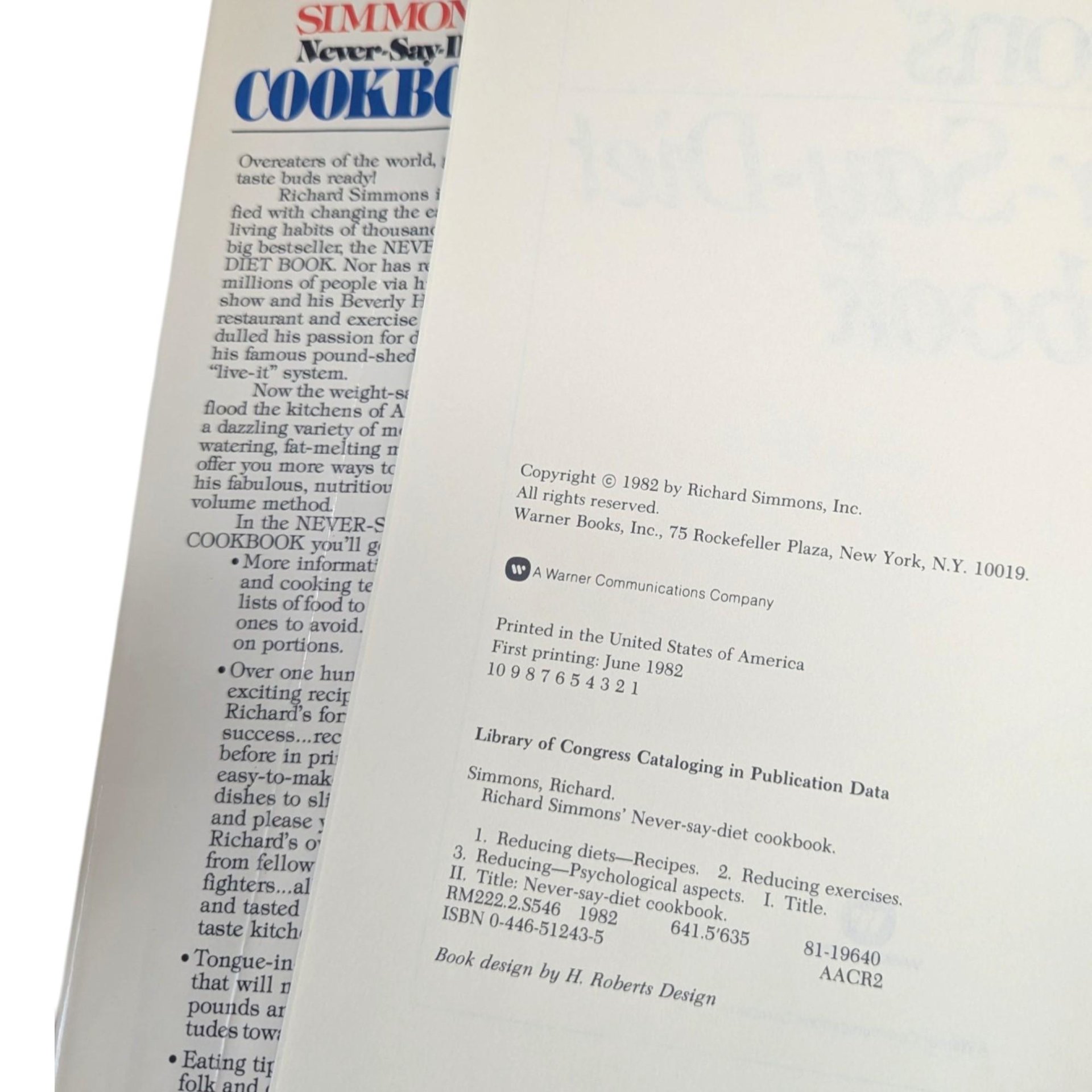 1982 Richard Simmons Never Say Diet Cookbook