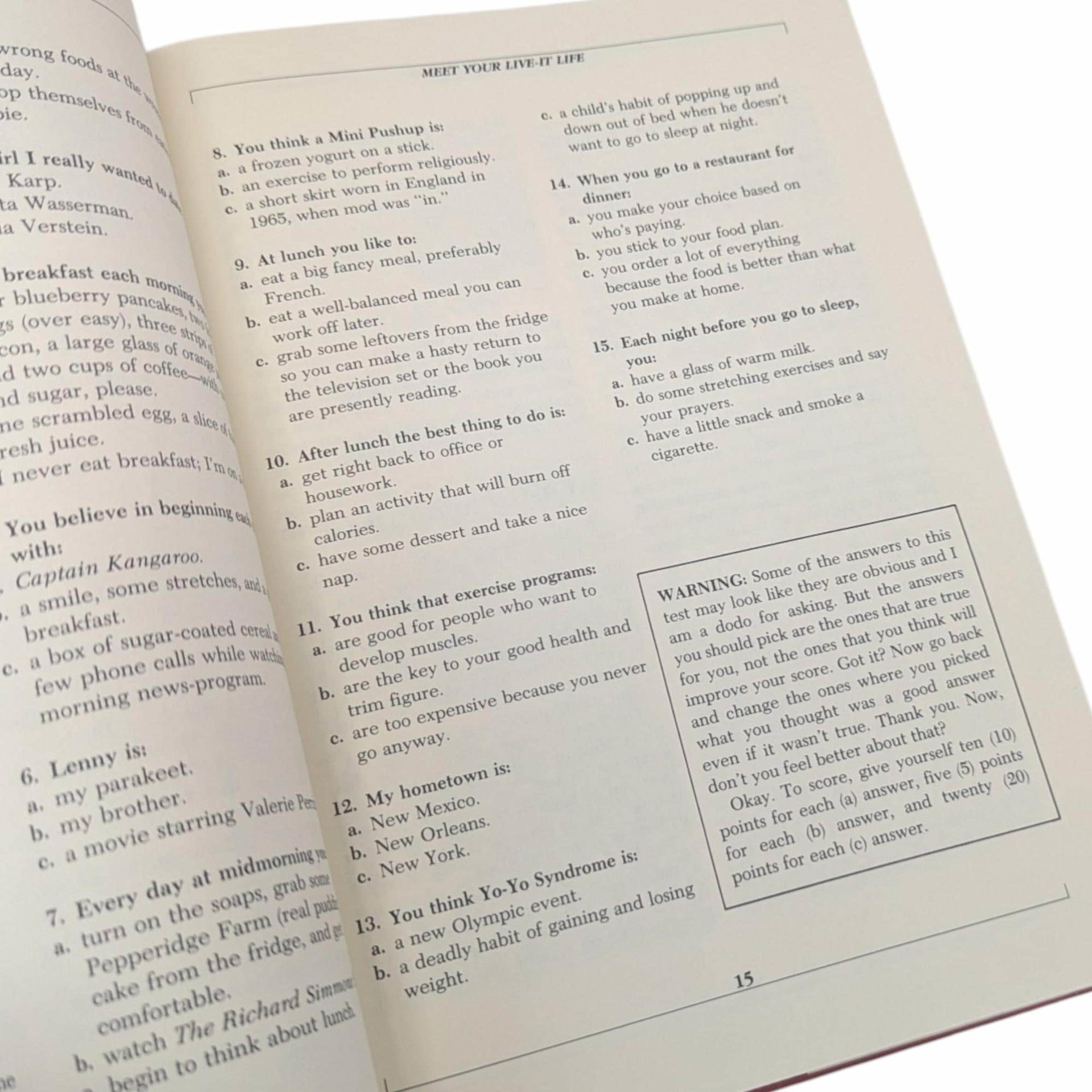 1982 Richard Simmons Never Say Diet Cookbook