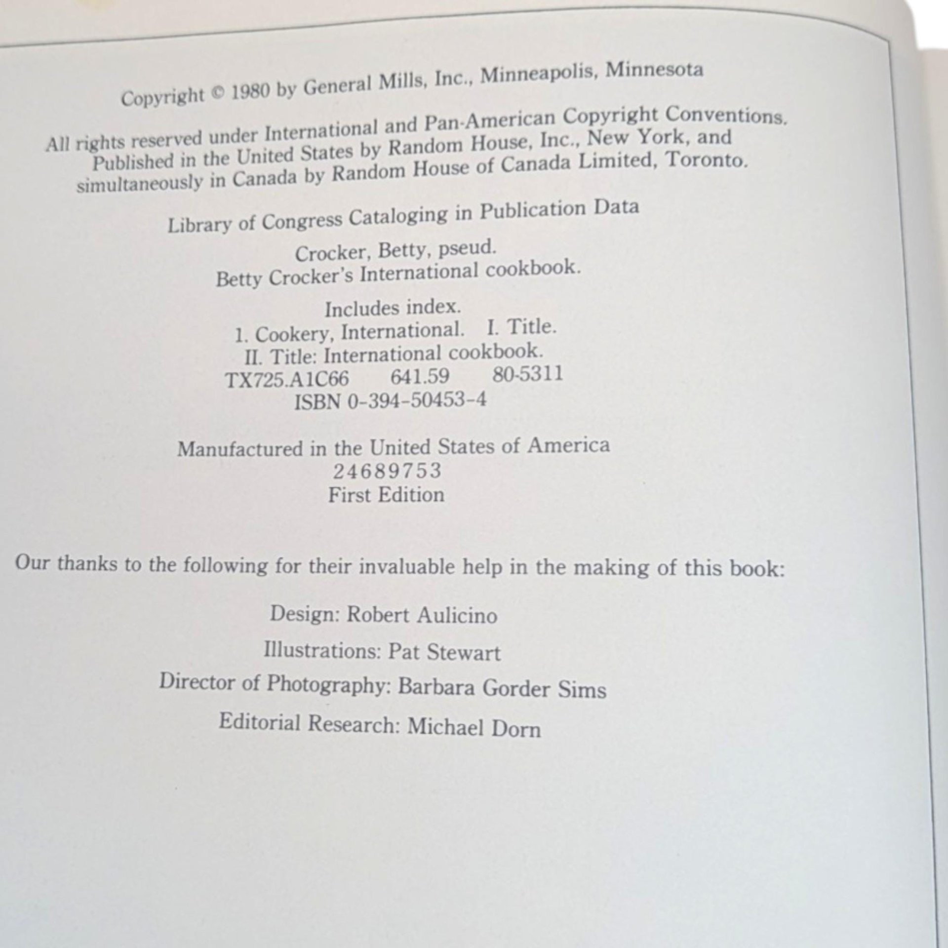 1980 Betty Crocker's International Cookbook