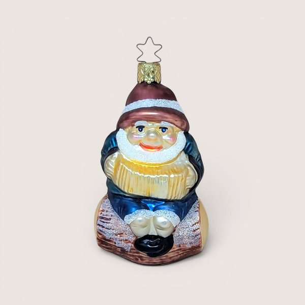Merck Family Gnome on Log Ornament